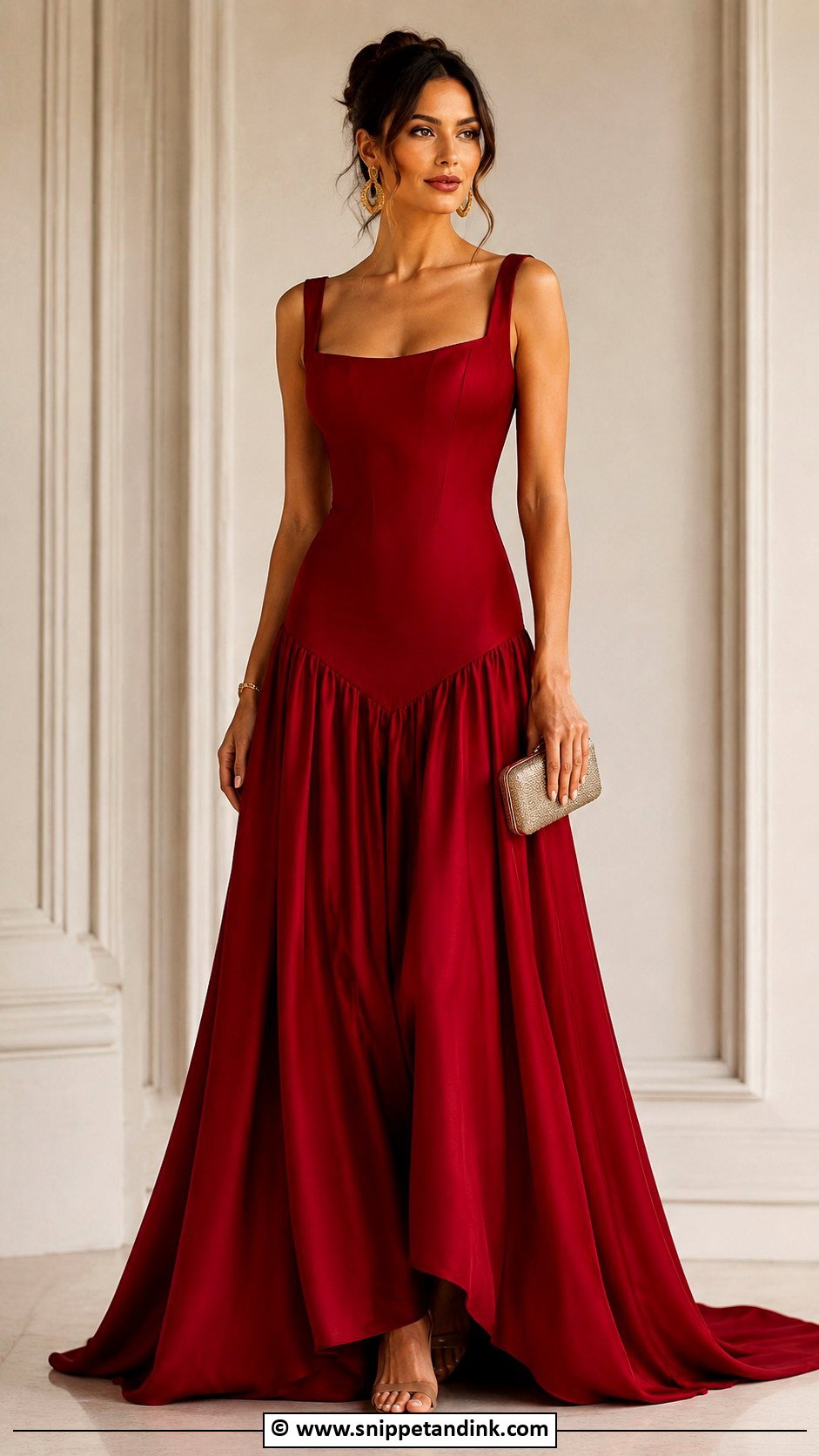 Drop Waist Red Gown - Snippet and Ink - 25 Drop Waist Gown Ideas