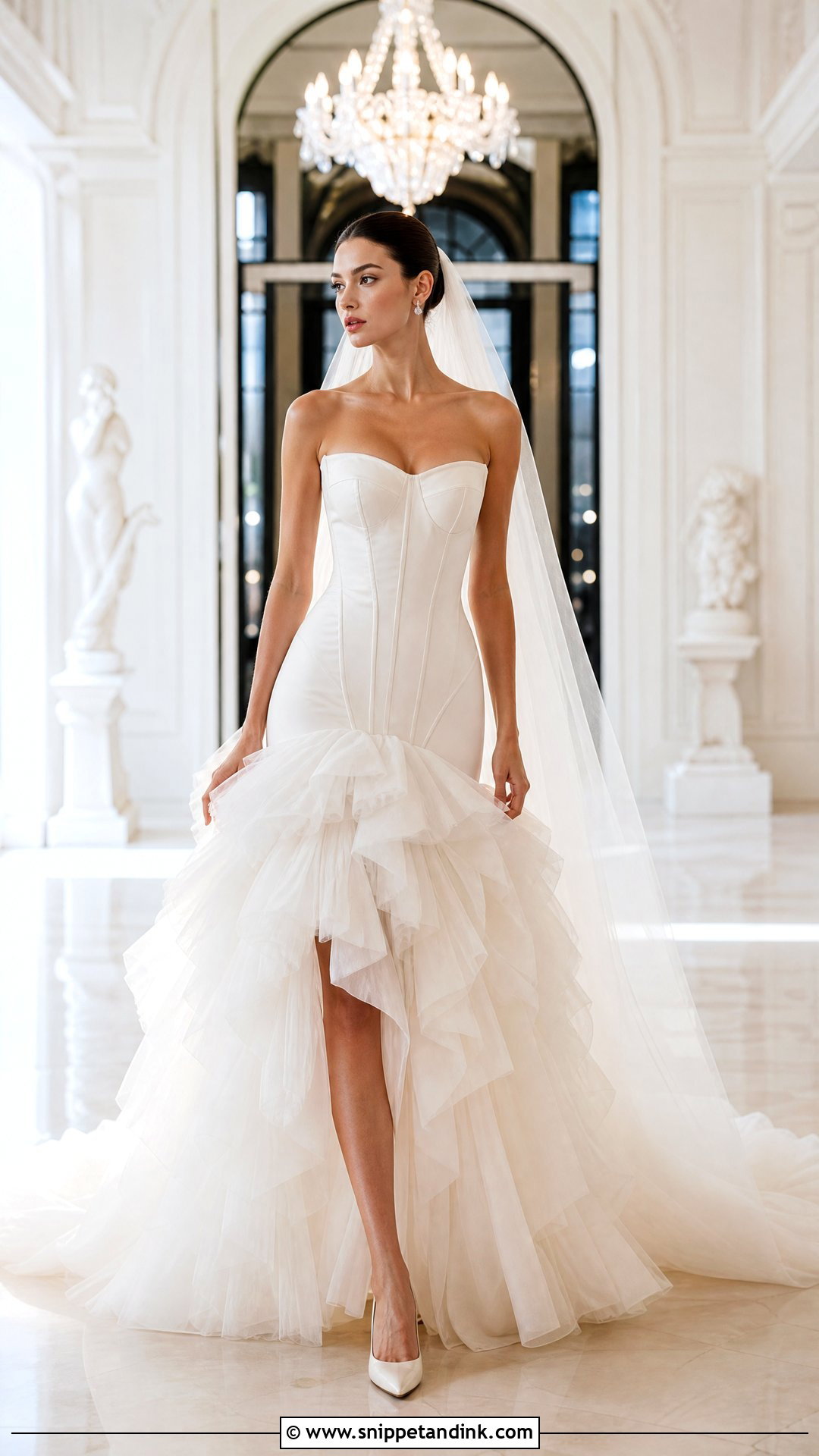 Drop Waist Ruffle Bridal Gown - Snippet and Ink - 20 Ruffle Bridal Gown Ideas