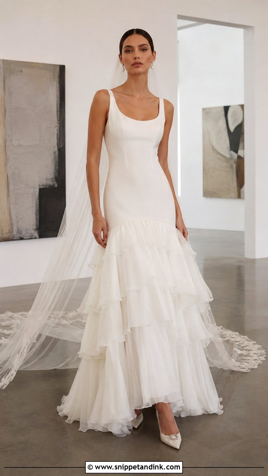 Drop Waist Ruffled Wedding Dress - Snippet and Ink - 20 Ruffled Wedding Dress Ideas