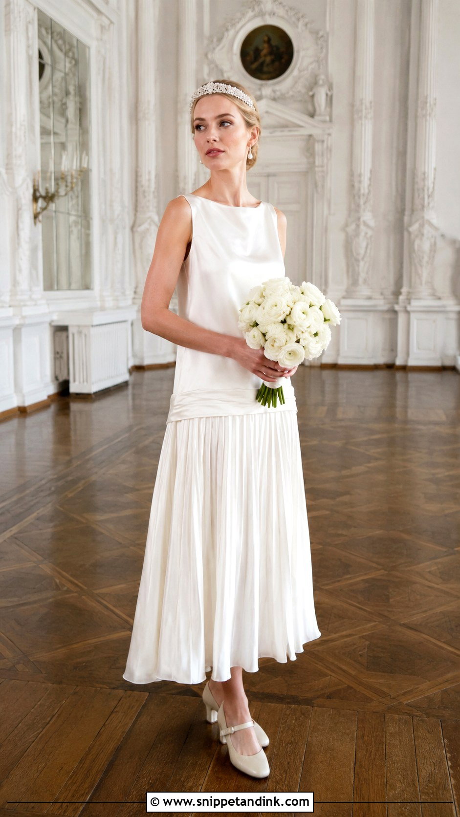 Drop Waist Satin 1920s Wedding Dress - Snippet and Ink - 20 1920s Inspired Wedding Dress Ideas