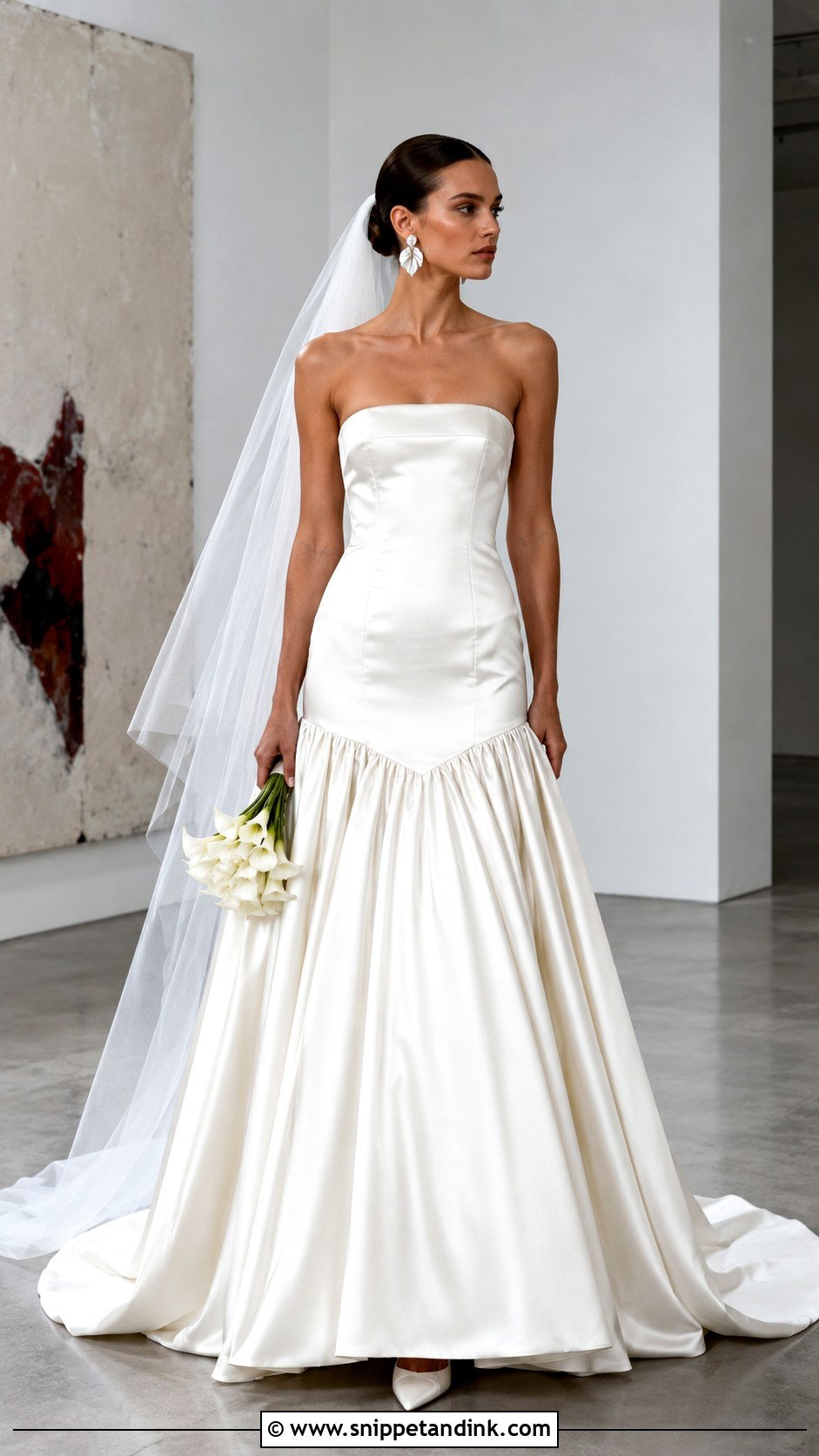 Drop Waist Satin Ball Gown Wedding Dress - Snippet and Ink - 20 Big Poofy Wedding Dresses