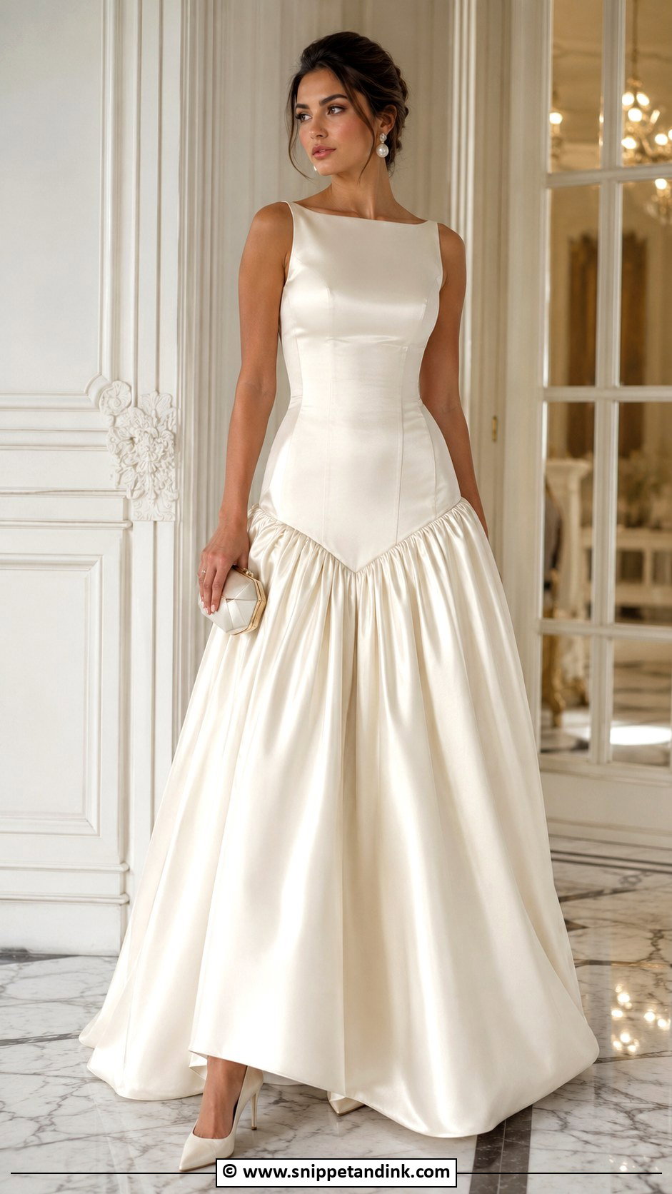 Drop Waist Satin Ball Gown - Snippet and Ink - 25 Drop Waist Gown Ideas