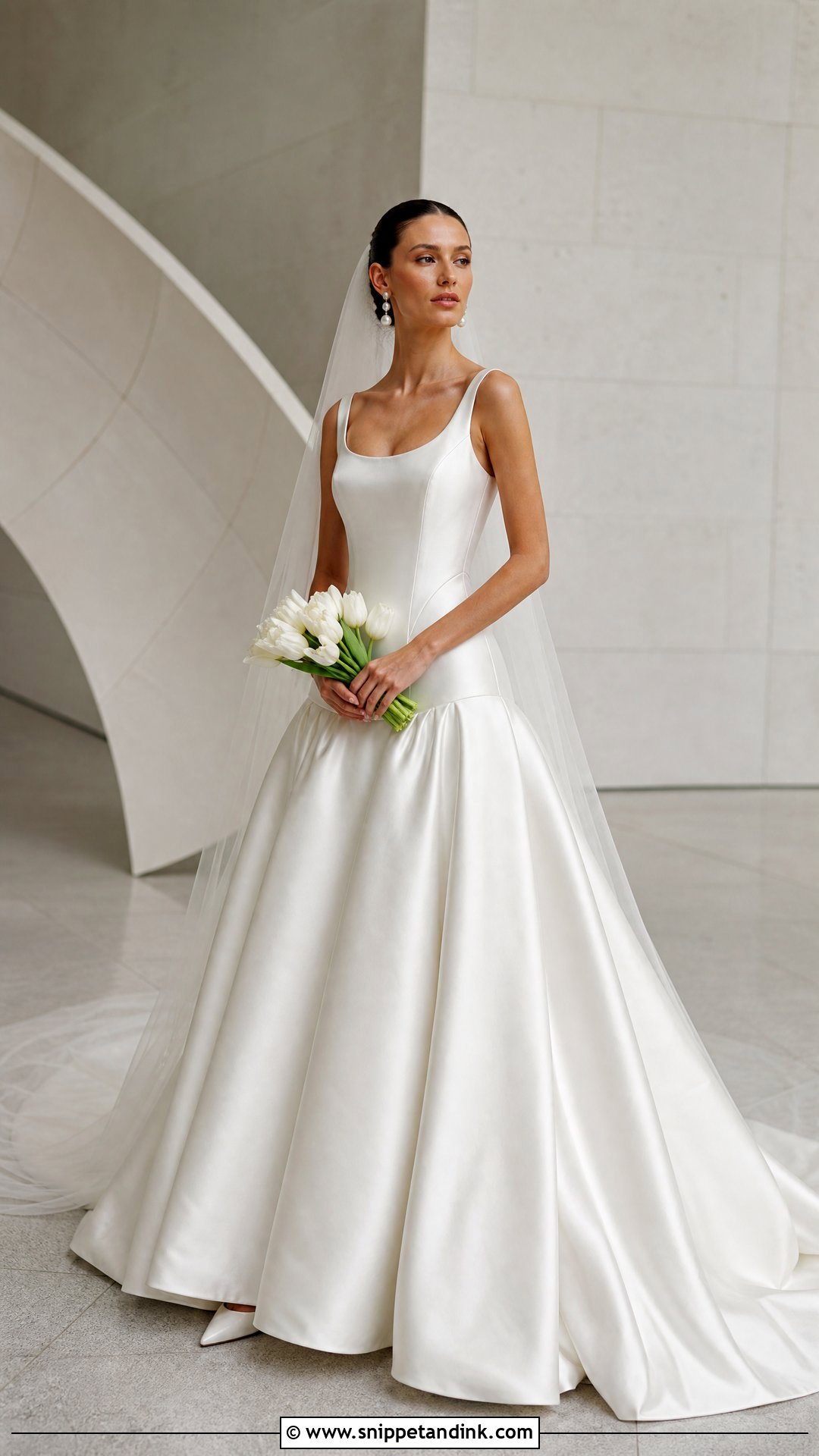 Drop Waist Satin Ballgown Wedding Dress - Snippet and Ink - 25 Satin Ballgown Wedding Dress Ideas