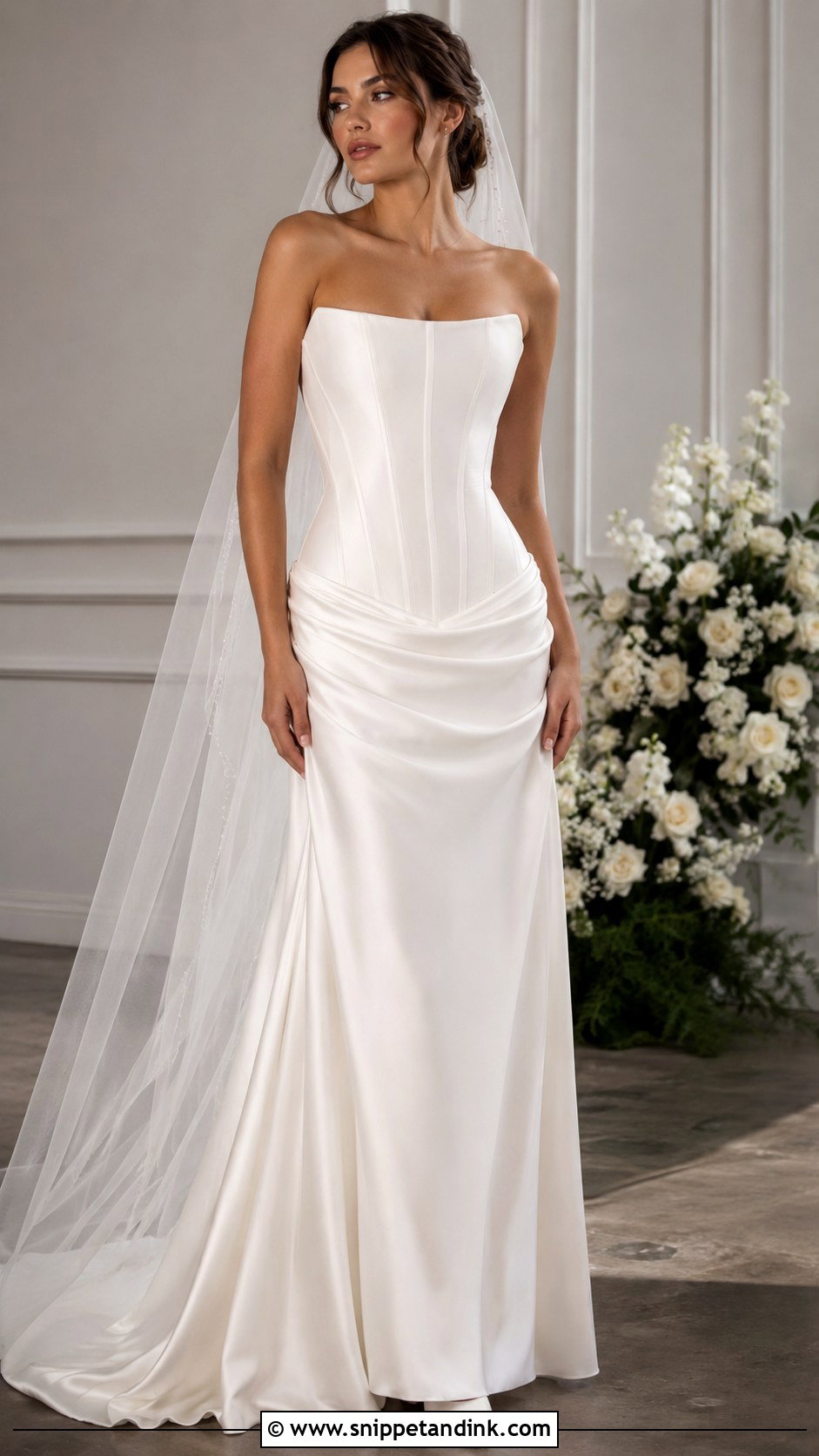 Drop Waist Satin Corset Wedding Dress - Snippet and Ink - 25 Satin Corset Wedding Dress Ideas