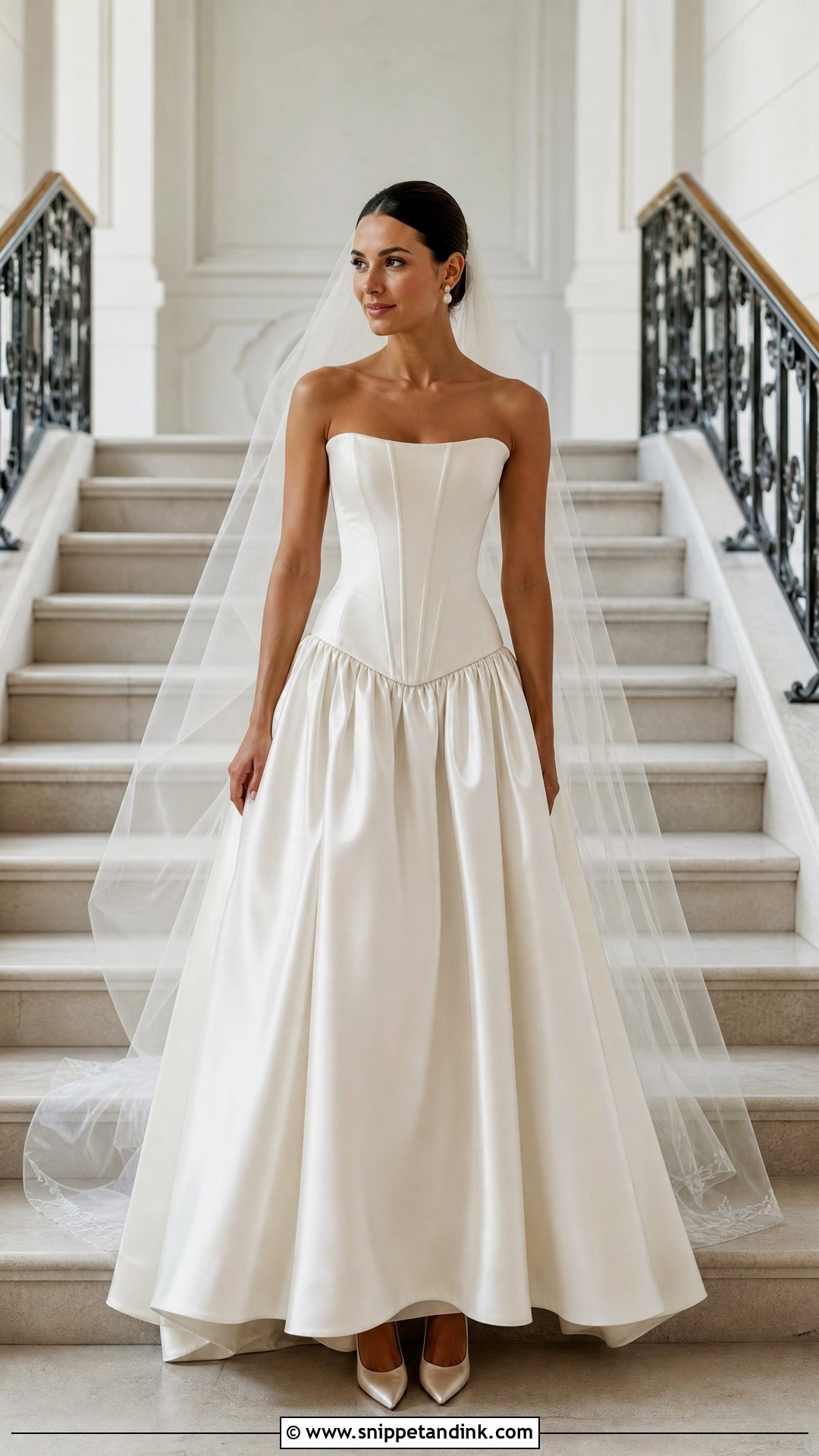 Drop Waist Satin Corset Wedding Dress - Snippet and Ink - 25 Corset Top Wedding Dresses