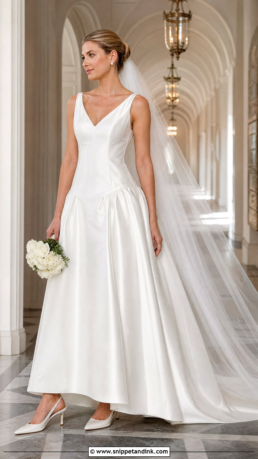 Drop Waist Satin Wedding Dress - Snippet and Ink - 20 Wedding Dress for Short Torso Ideas
