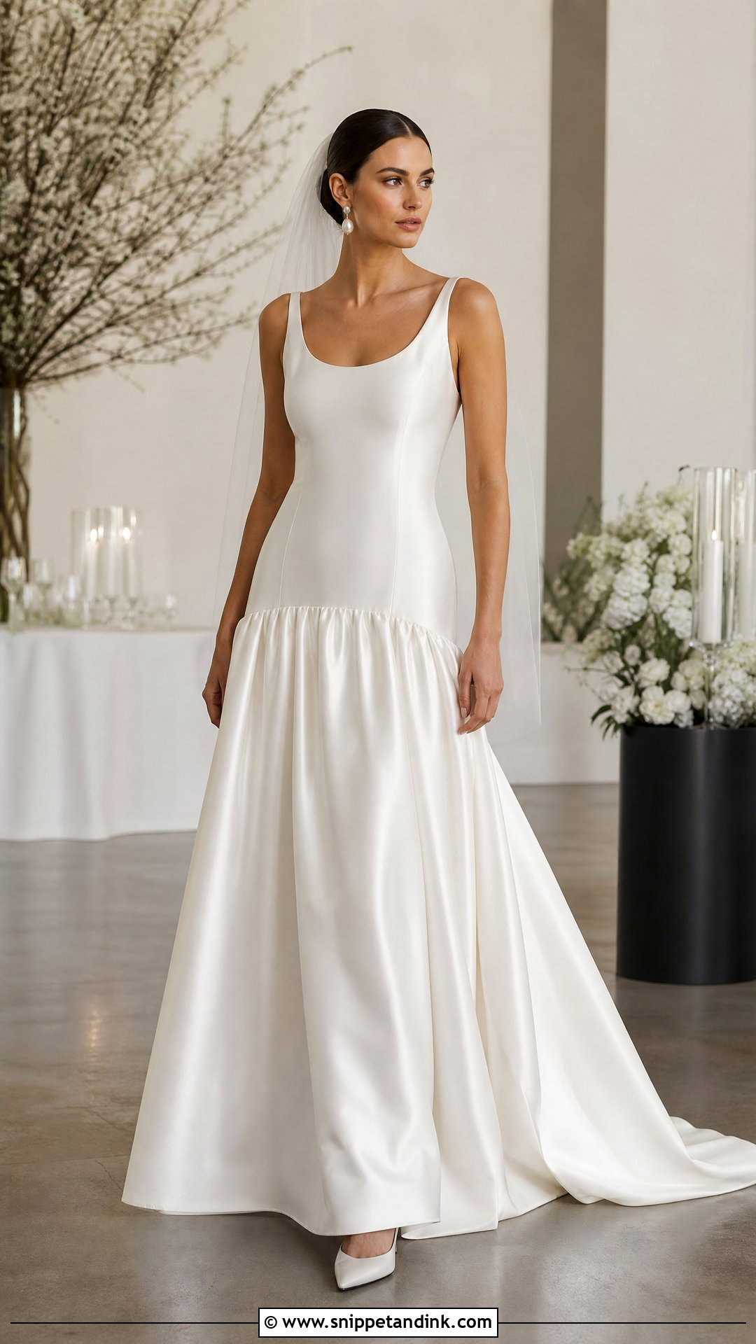 Drop Waist Satin Wedding Dress - Snippet and Ink - 20 No Lace Wedding Dress Ideas