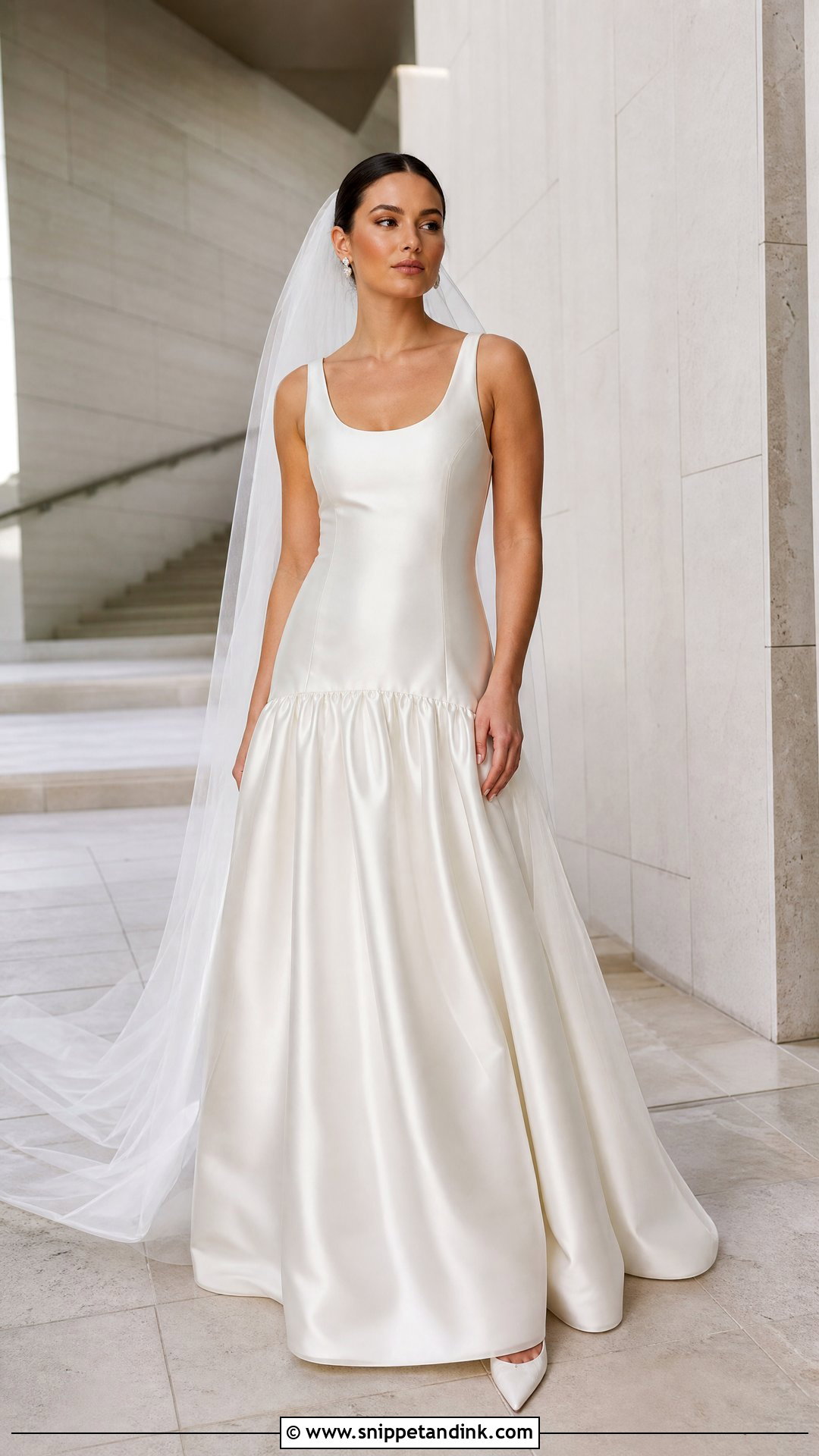 Drop Waist Satin Wedding Dress - Snippet and Ink - 20 No Lace Wedding Dresses