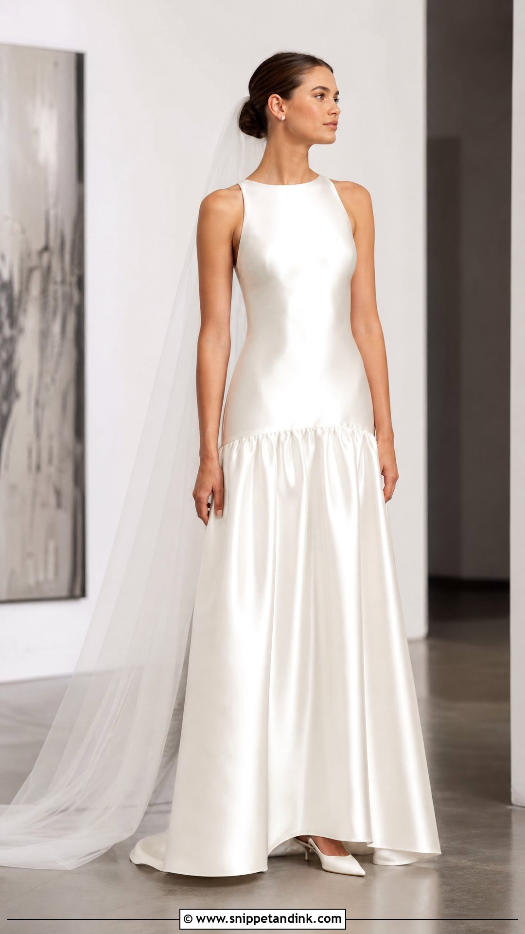Drop Waist Satin Wedding Dress - Snippet and Ink - 25 Runway Wedding Dress Ideas