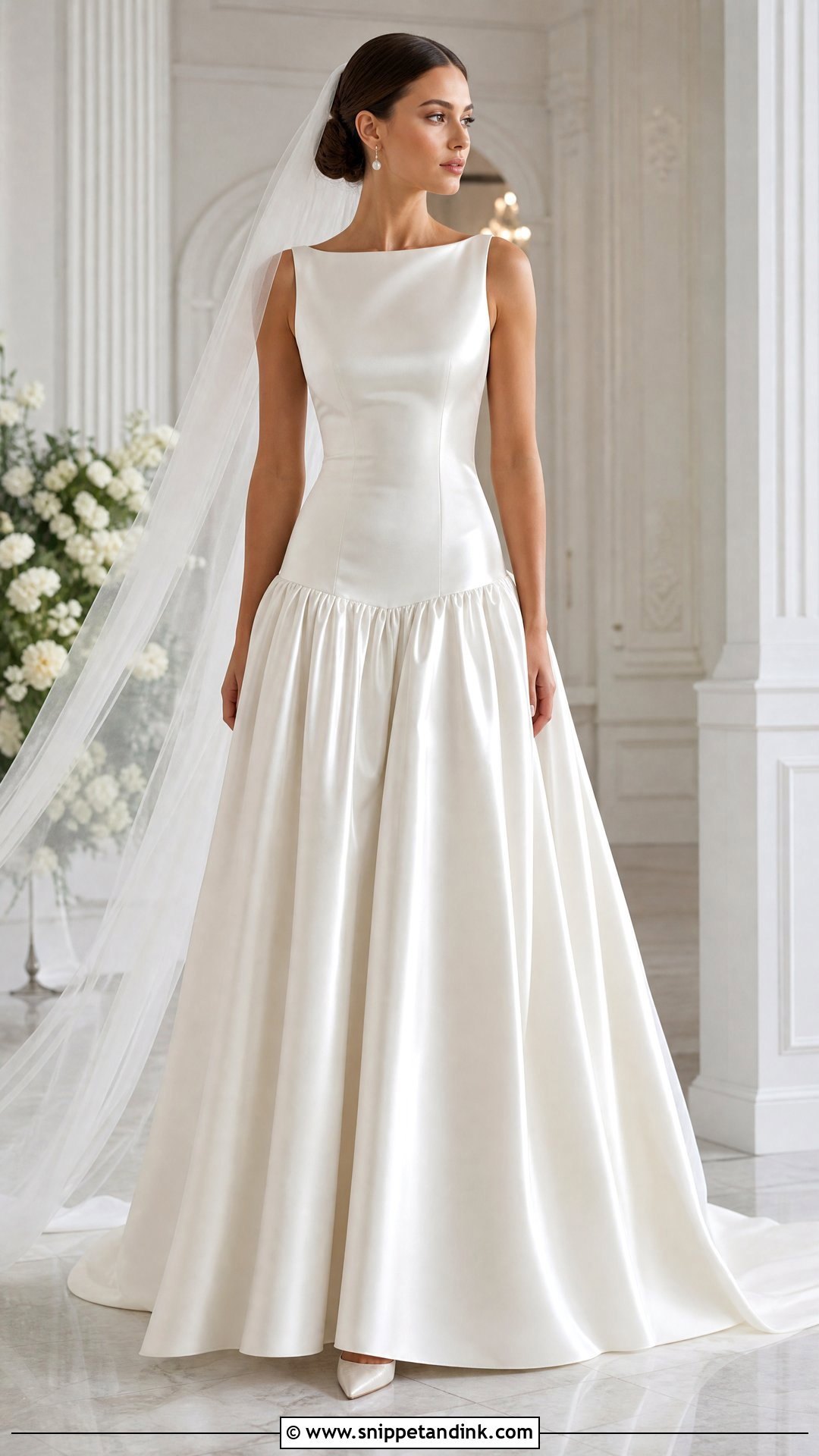 Drop Waist Satin Wedding Gown - Snippet and Ink - 25 Dropwaist Wedding Gown Ideas