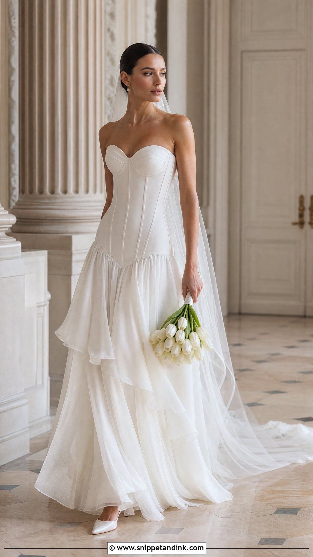 Drop Waist Silk Chiffon Wedding Dress - Snippet and Ink - 20 Silk Chiffon Wedding Dress Ideas