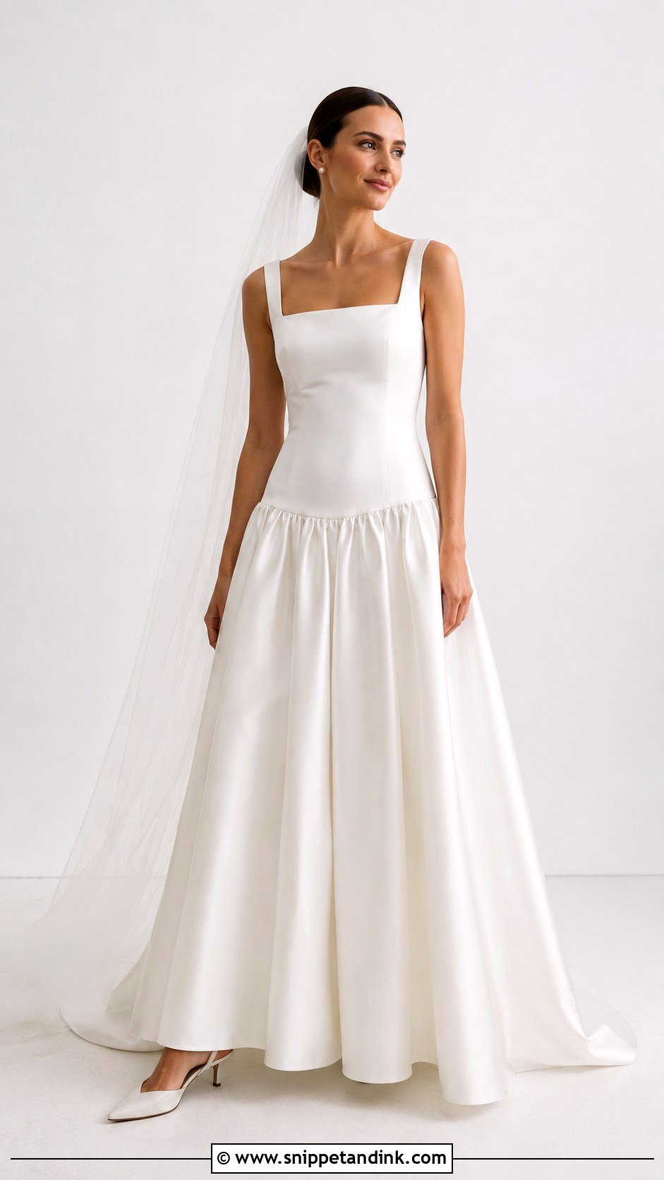 Drop Waist Square Neck Wedding Dress - Snippet and Ink - 25 Dropped Waist Wedding Dress Ideas
