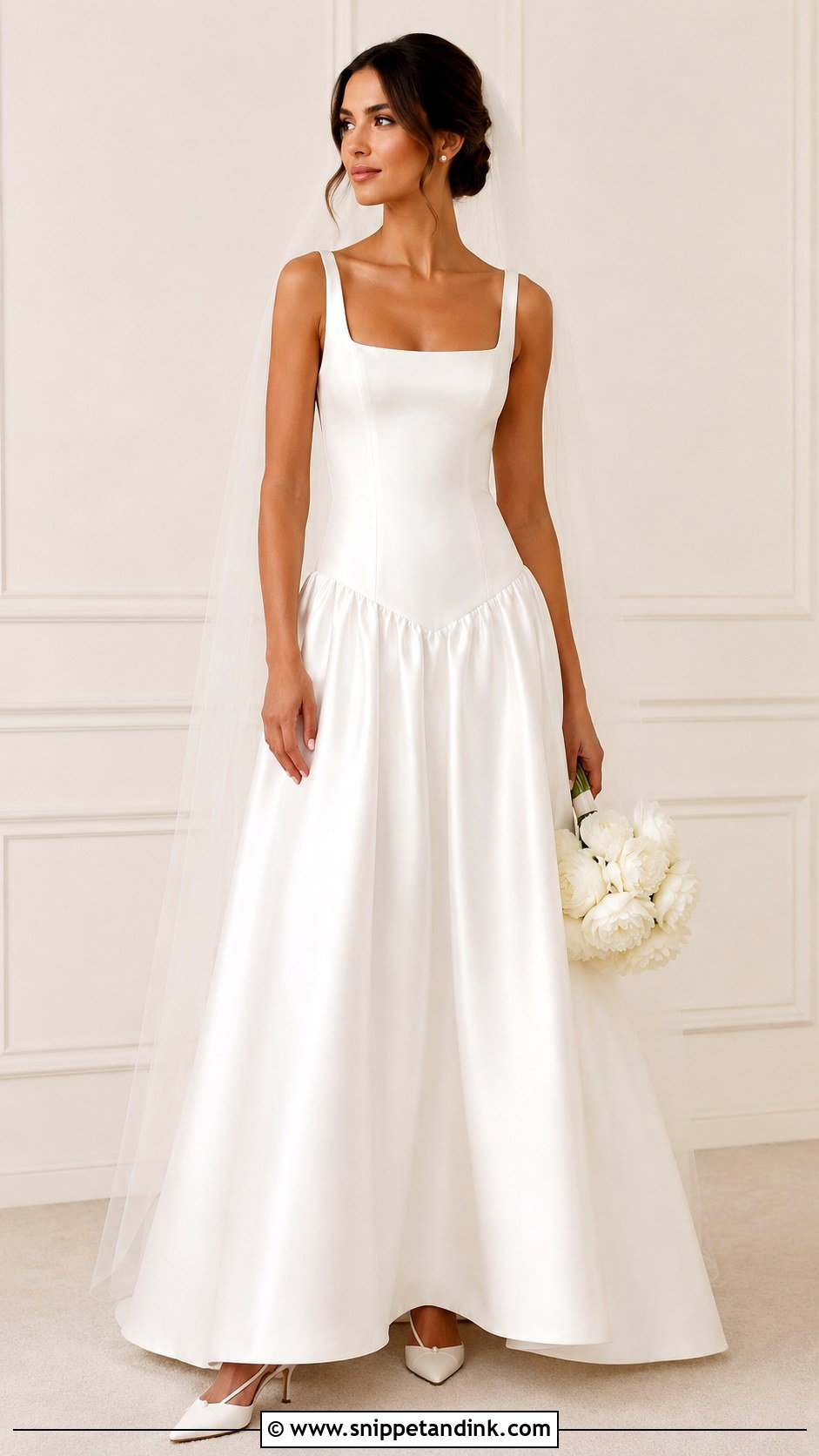Drop Waist Square Neck Wedding Dress - Snippet and Ink - 25 Drop Waist Wedding Dresses