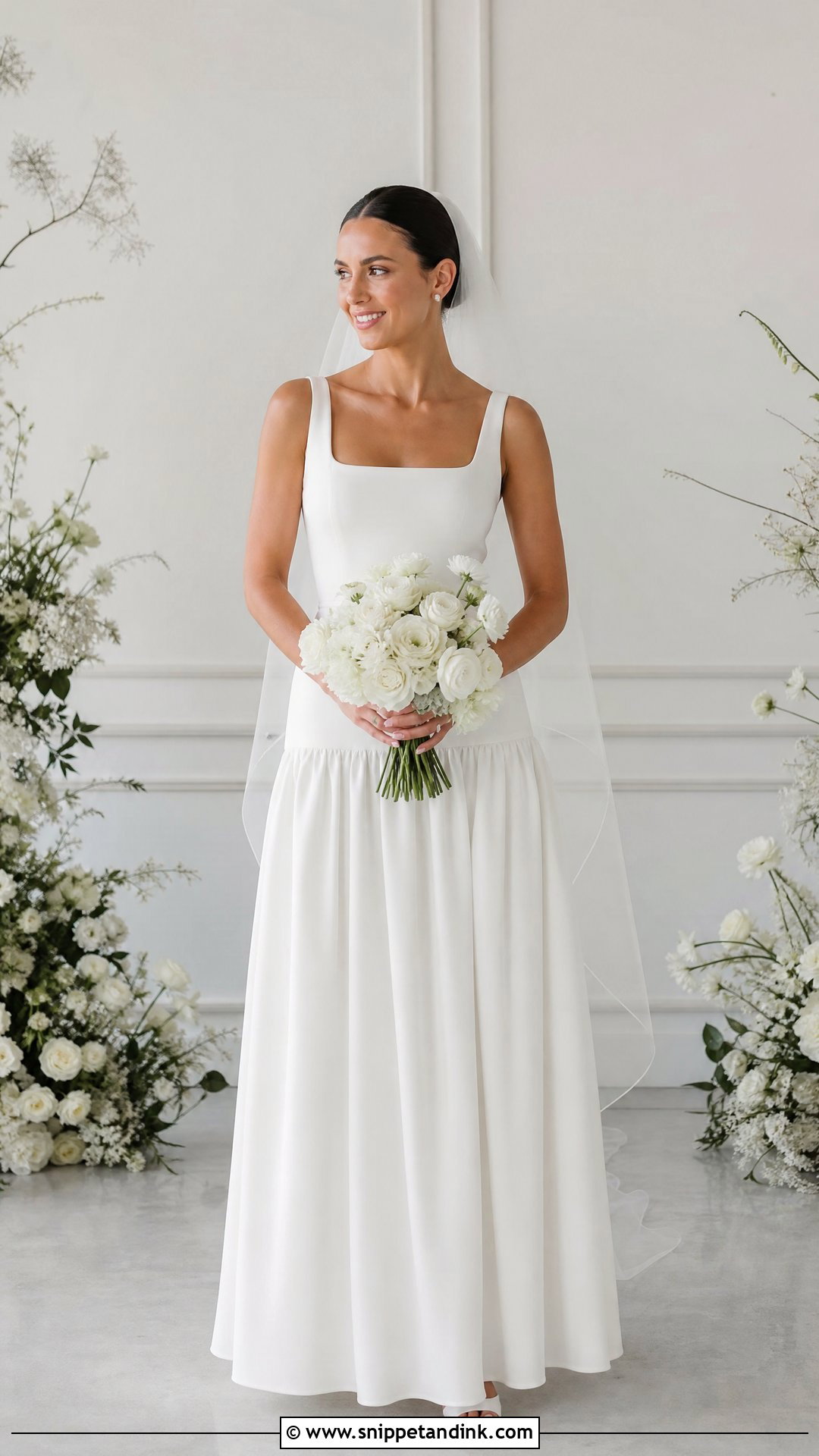 Drop Waist Square Neck Wedding Gown - Snippet and Ink - 25 Dropwaist Wedding Gown Ideas