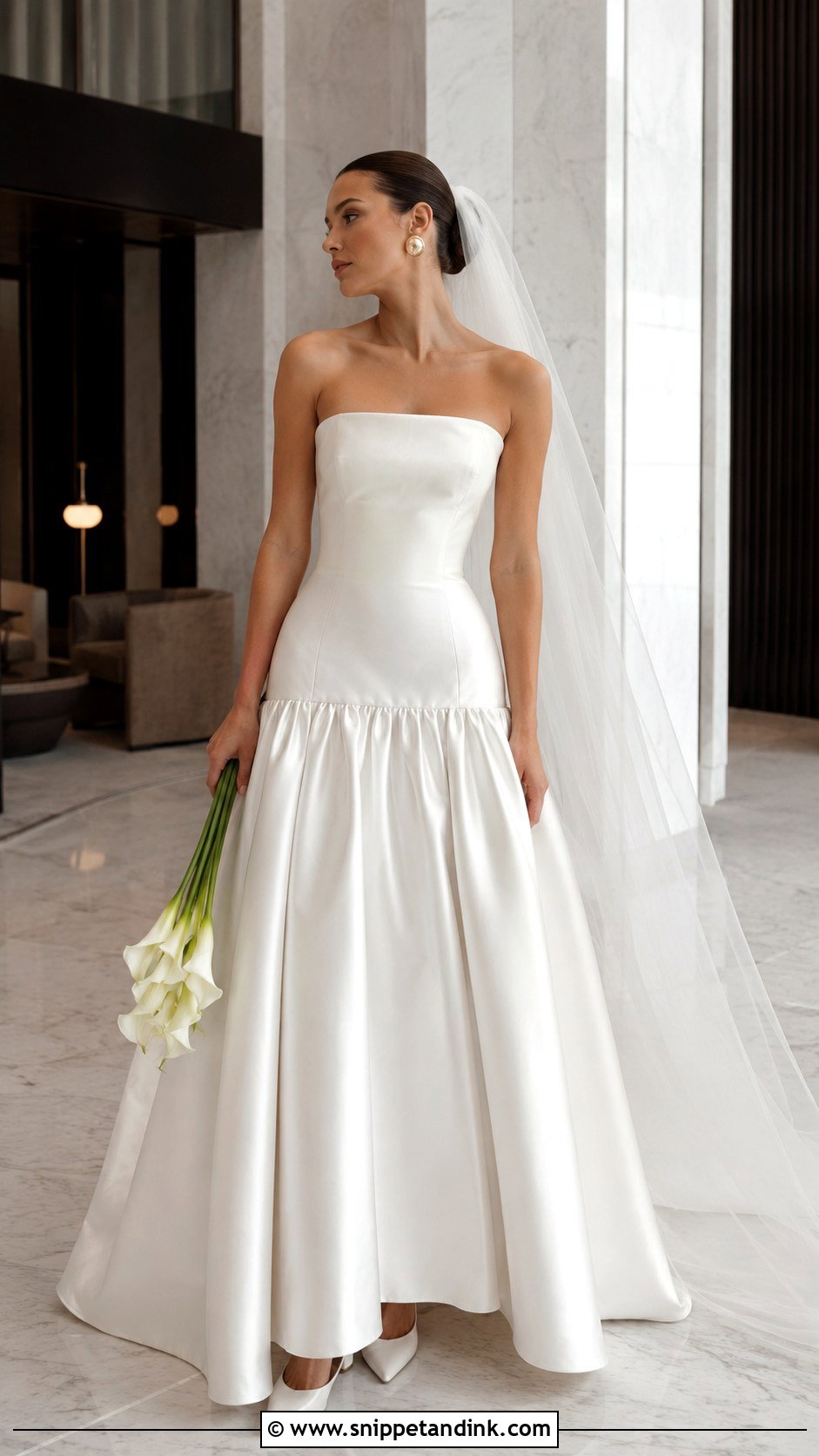 Drop Waist Straight Neckline Wedding Dress - Snippet and Ink - 20 Straight Neckline Wedding Dress Ideas