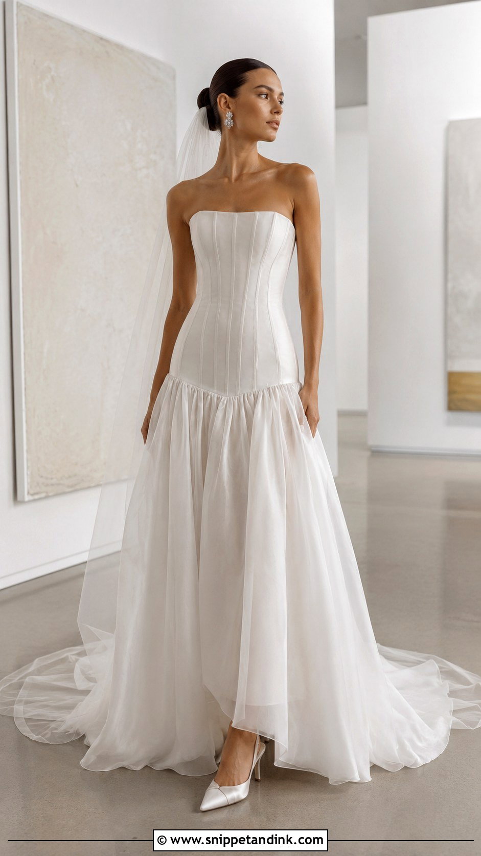 Drop Waist Strapless Corset Wedding Dress - Snippet and Ink - 20 Strapless Corset Wedding Dress Ideas