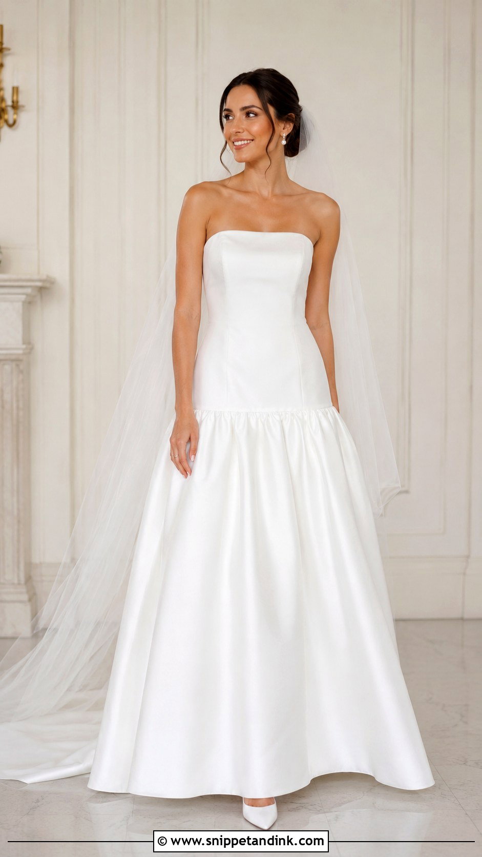 Drop Waist Strapless Wedding Dress - Snippet and Ink - 25 Dropped Waist Wedding Dress Ideas
