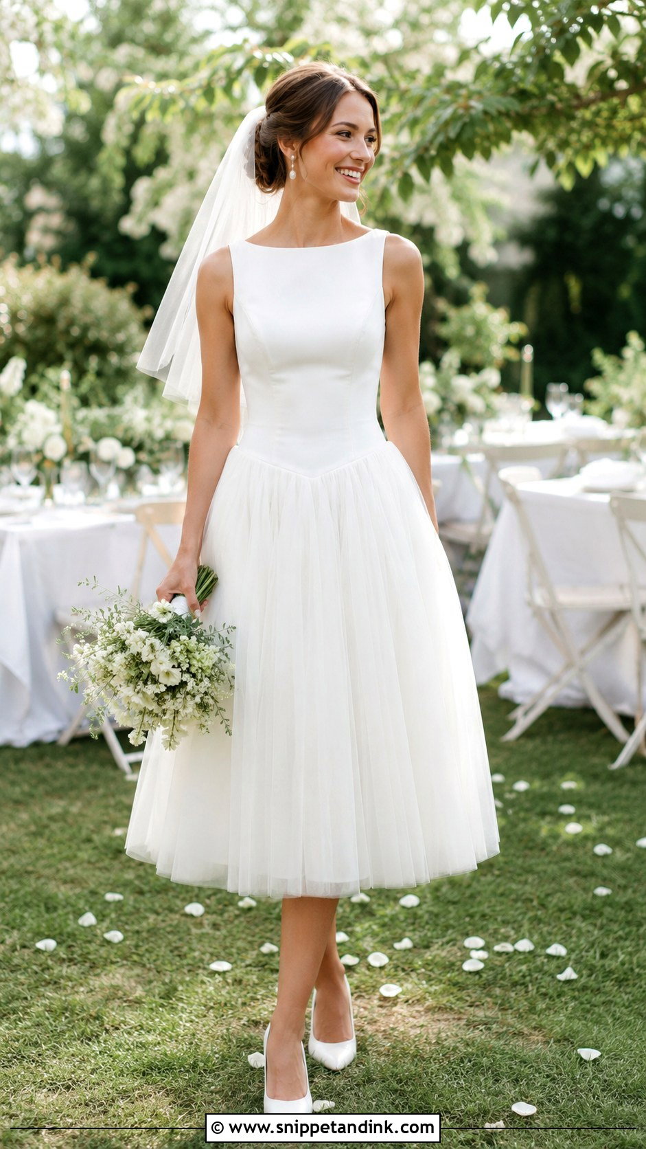 Drop Waist Tea Length Wedding Dress - Snippet and Ink - 25 Drop Waist Wedding Dresses