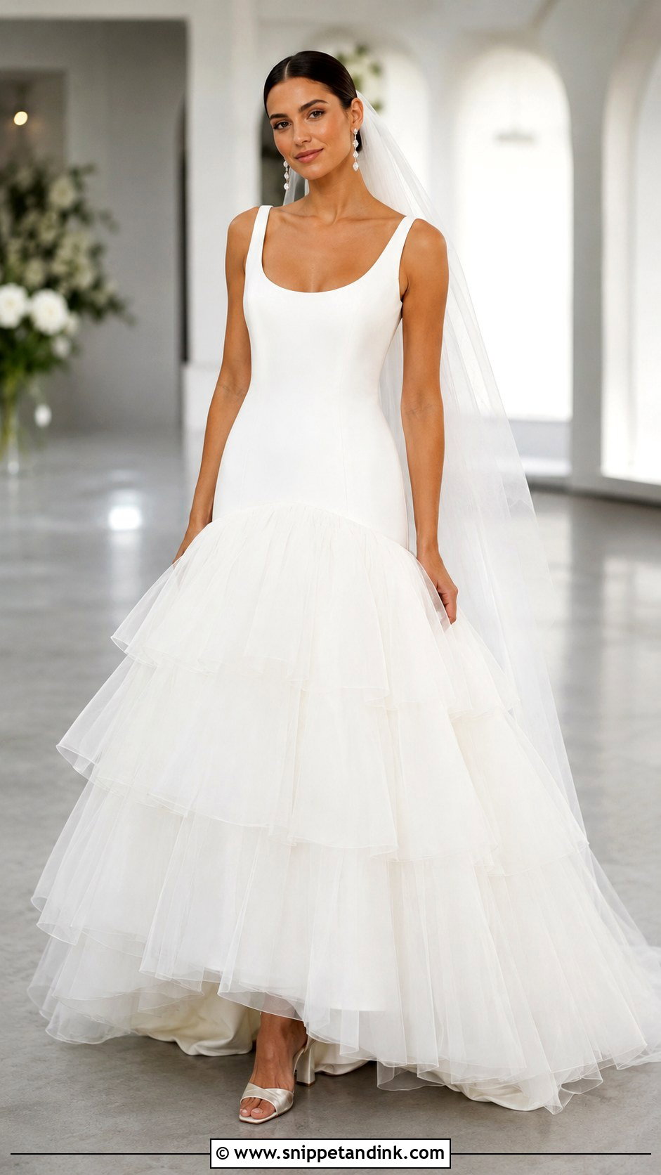 Drop Waist Tulle Layered Skirt Wedding Dress - Snippet and Ink - 20 Layered Skirt Wedding Dress Ideas