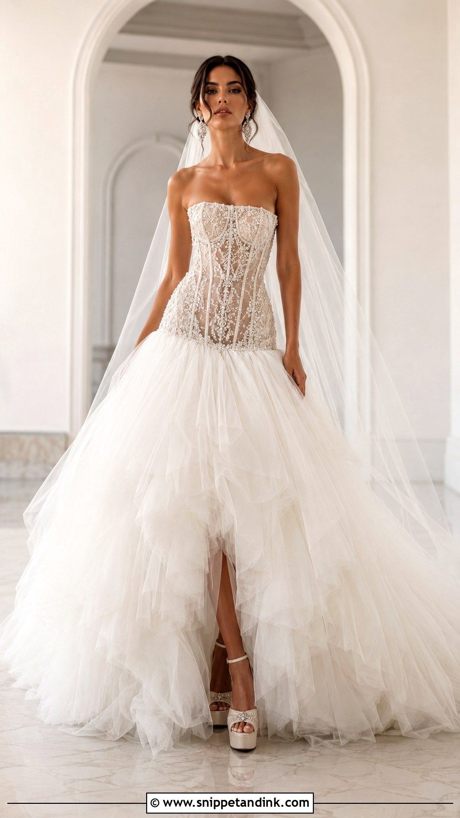 Drop Waist Tulle Wedding Dress - Snippet and Ink - 20 Maximalist Wedding Dress Ideas