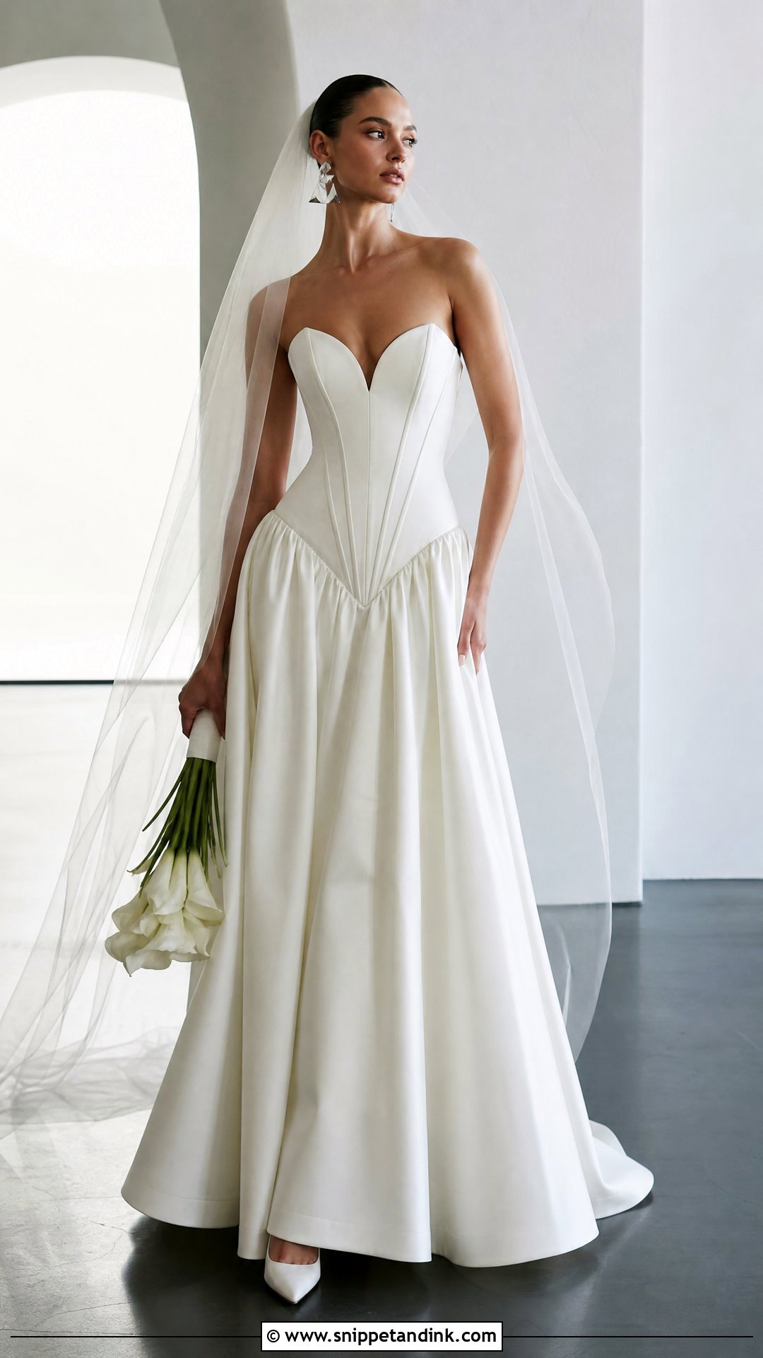 Drop Waist V Corset Wedding Dress - Snippet and Ink - 20 V Corset Wedding Dress Ideas