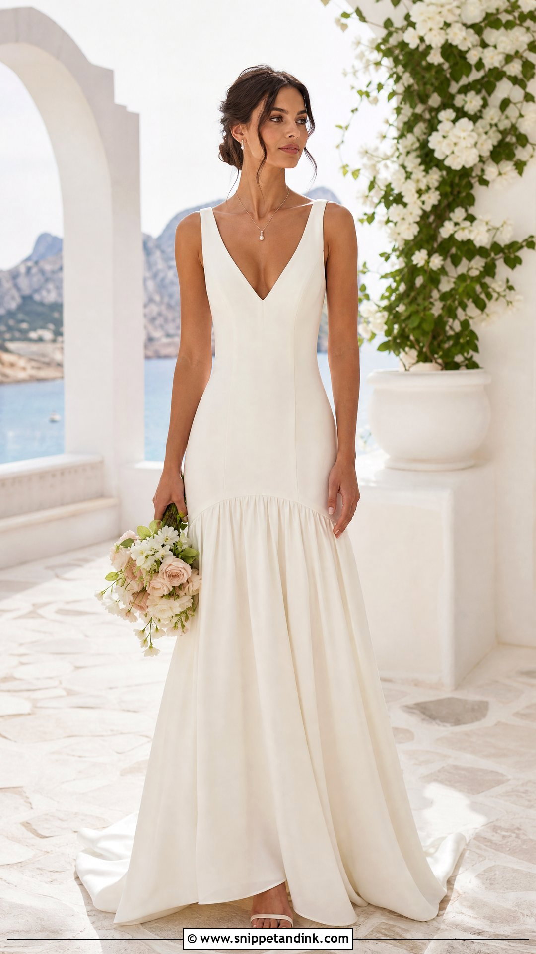Drop Waist V Neck Wedding Gown - Snippet and Ink - 25 Dropwaist Wedding Gown Ideas