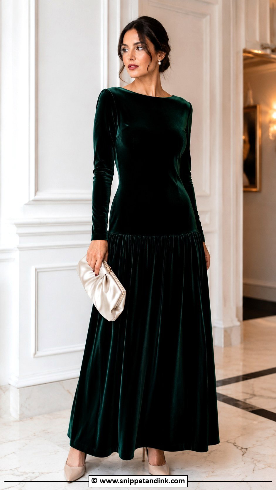 Drop Waist Velvet Gown - Snippet and Ink - 25 Drop Waist Gown Ideas