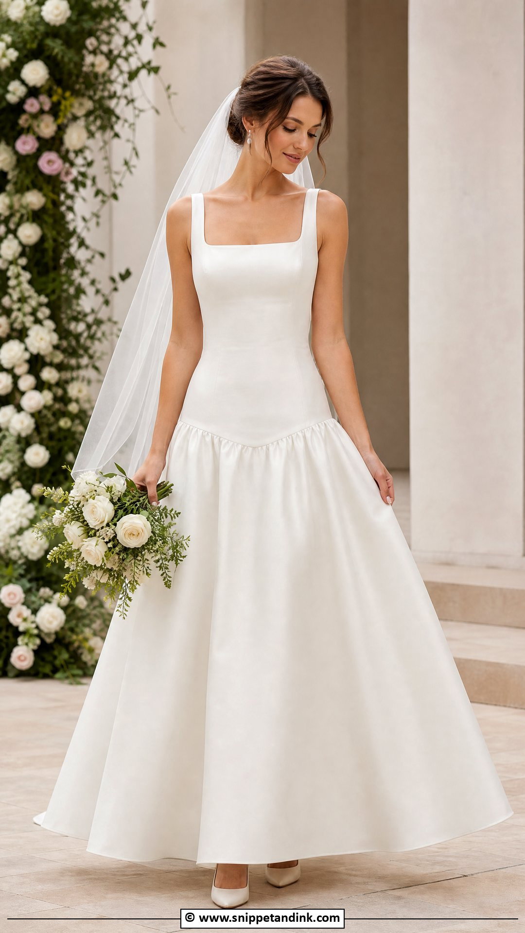 Drop Waist Wedding Dress With A Line Skirt - Snippet and Ink - 35 Drop Waist Wedding Dress Ideas