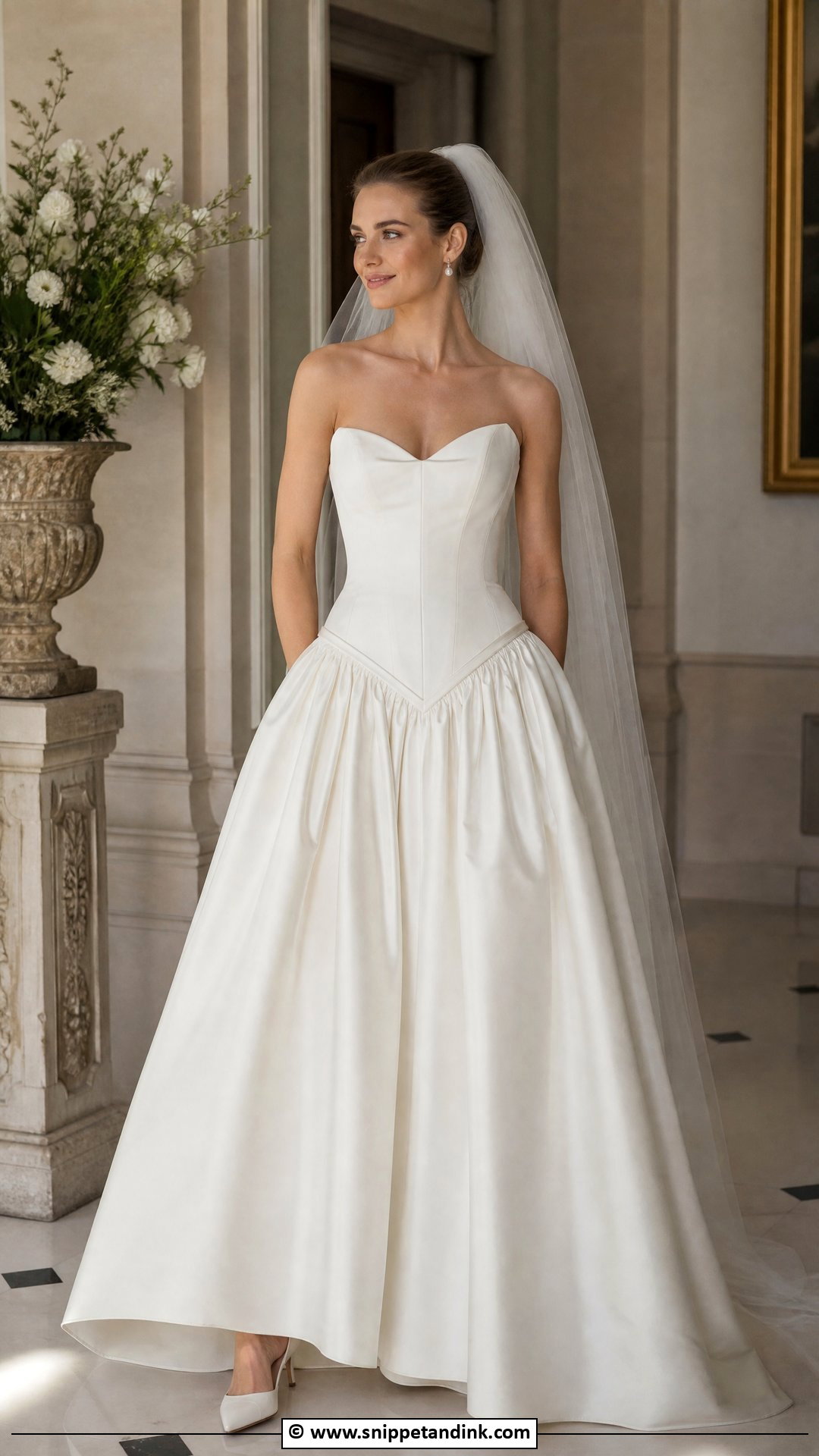 Drop Waist Wedding Dress With Basque Waist Detail - Snippet and Ink - 35 Drop Waist Wedding Dress Ideas