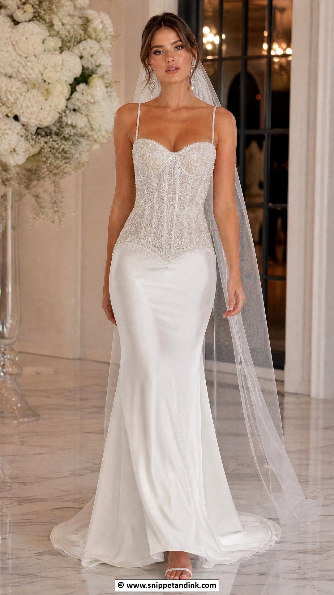 Drop Waist Wedding Dress With Beaded Bodice - Snippet and Ink - 35 Drop Waist Wedding Dress Ideas