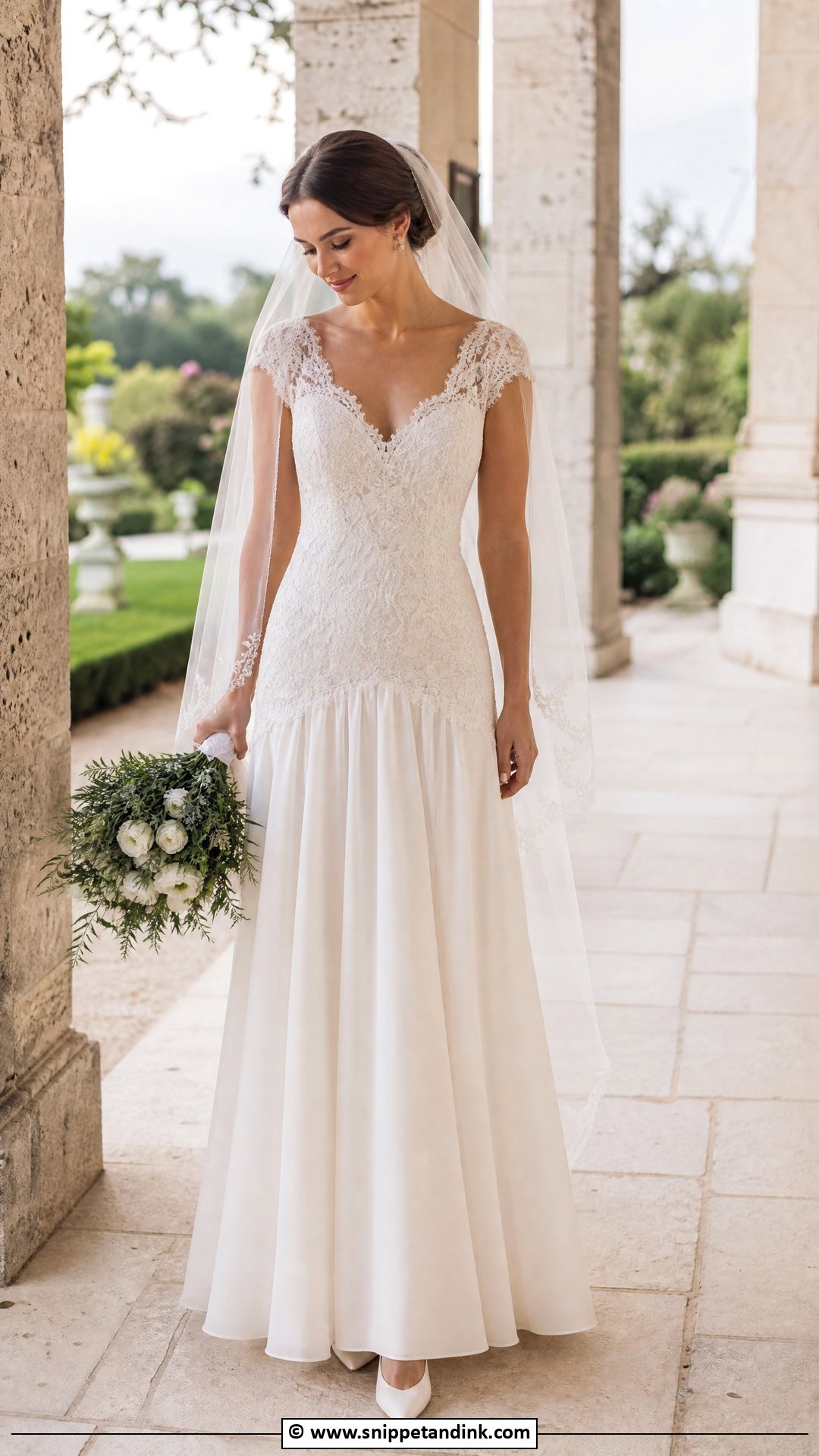 Drop Waist Wedding Dress With Cap Sleeves - Snippet and Ink - 35 Drop Waist Wedding Dress Ideas