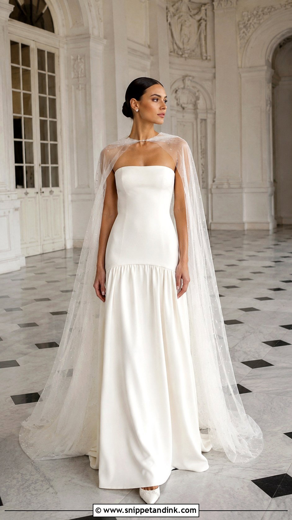 Drop Waist Wedding Dress With Cape - Snippet and Ink - 20 Drop Waste Wedding Dress Ideas