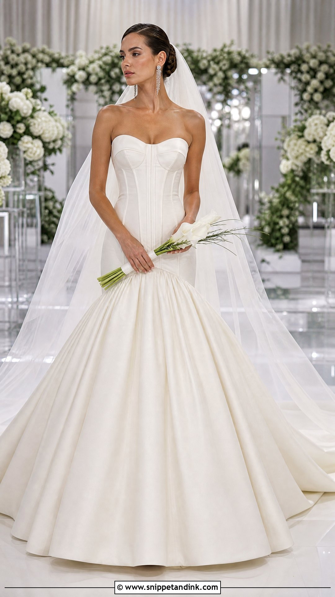 Drop Waist Wedding Dress With Cathedral Train - Snippet and Ink - 20 Wedding Dresses with Long Trains