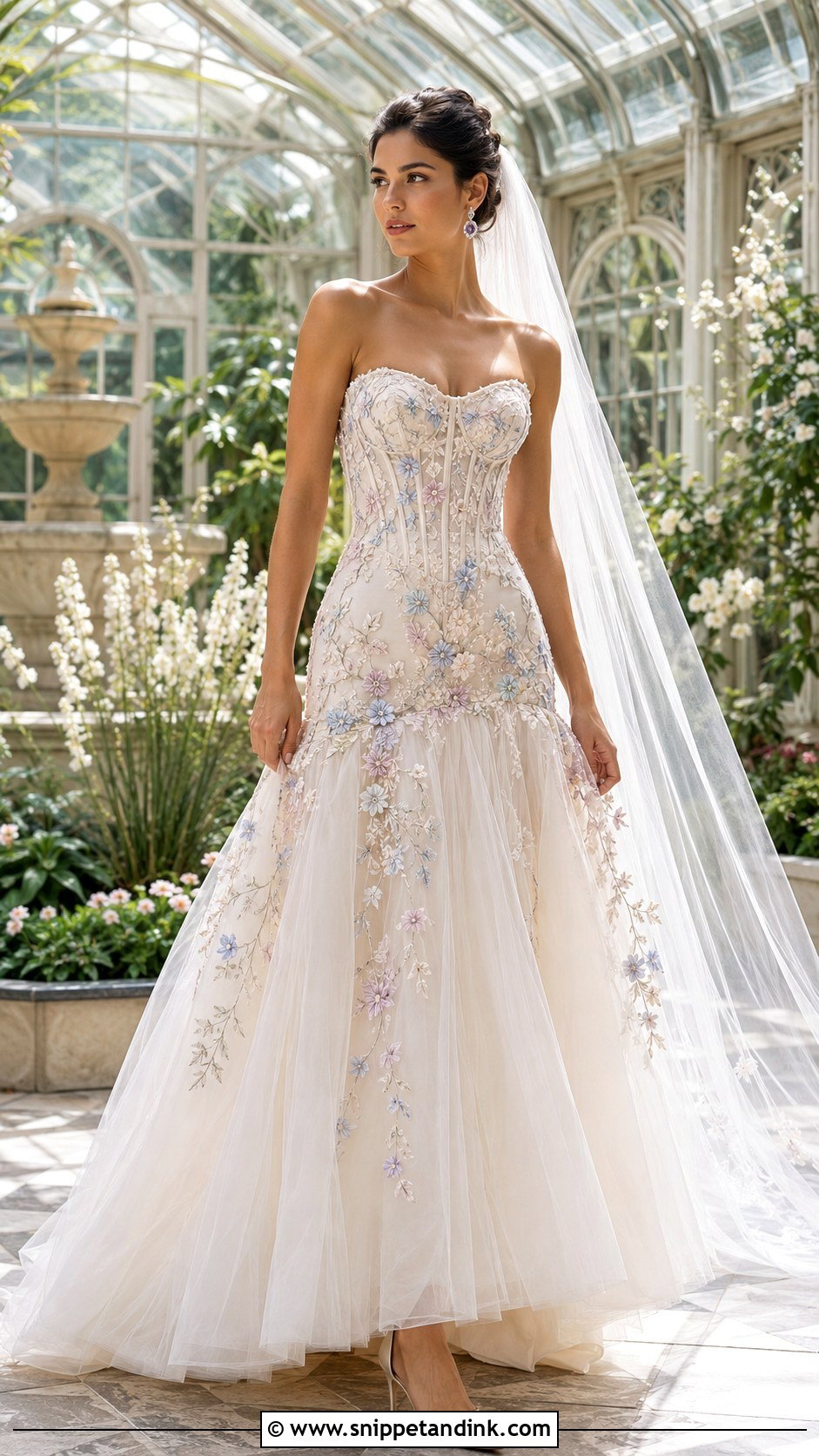 Drop Waist Wedding Dress With Colored Florals - Snippet and Ink - 20 Drop Waste Wedding Dress Ideas