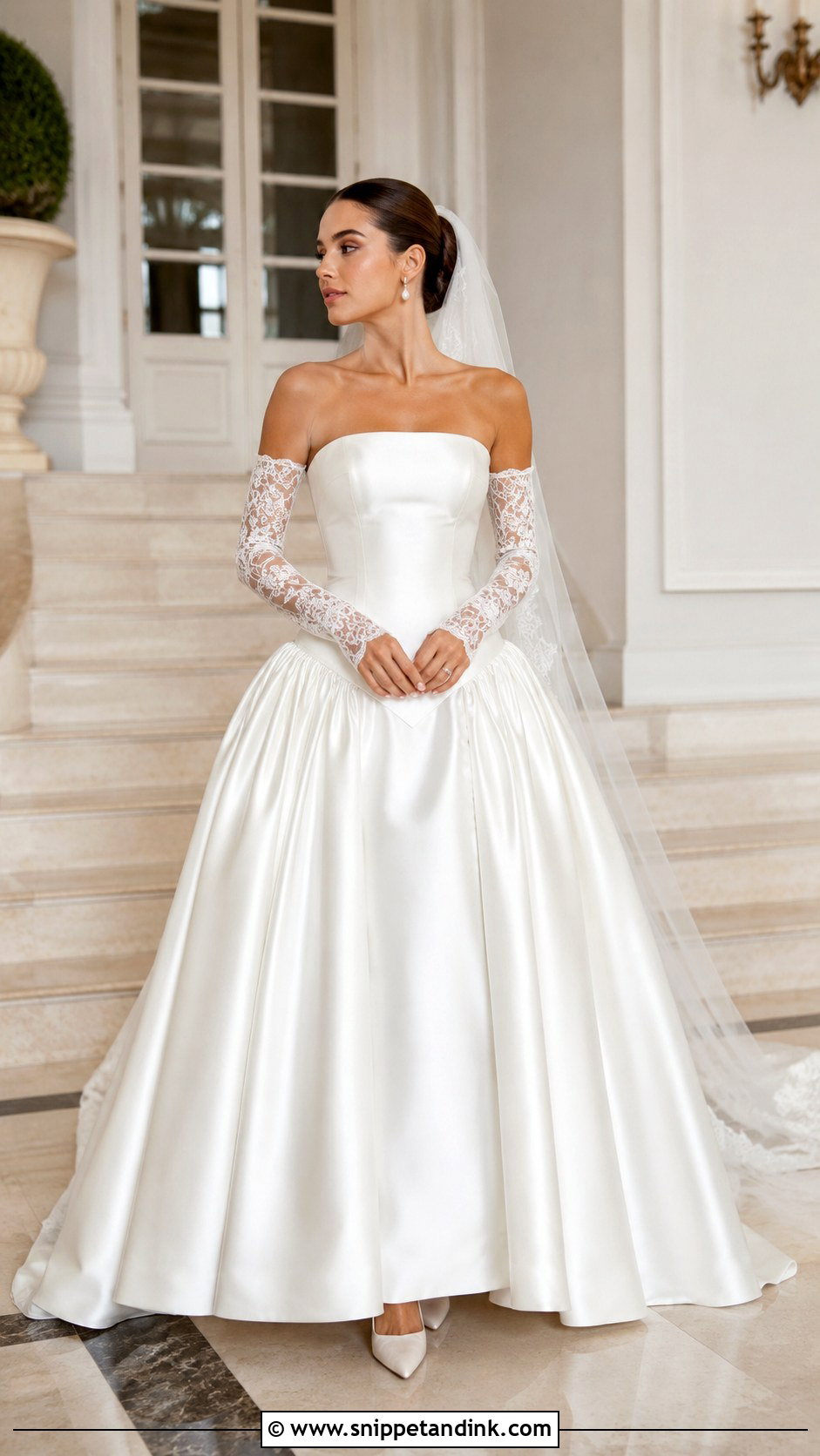 Drop Waist Wedding Dress With Detachable Sleeves - Snippet and Ink - 20 Drop Waste Wedding Dress Ideas
