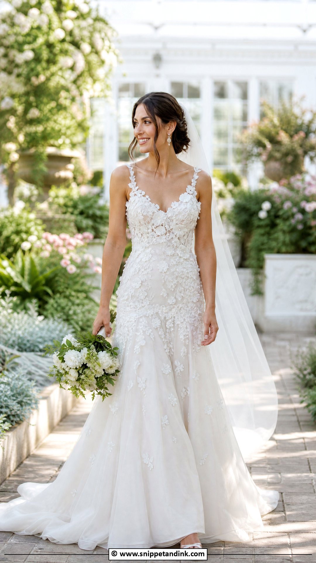 Drop Waist Wedding Dress With Floral Applique - Snippet and Ink - 35 Drop Waist Wedding Dress Ideas