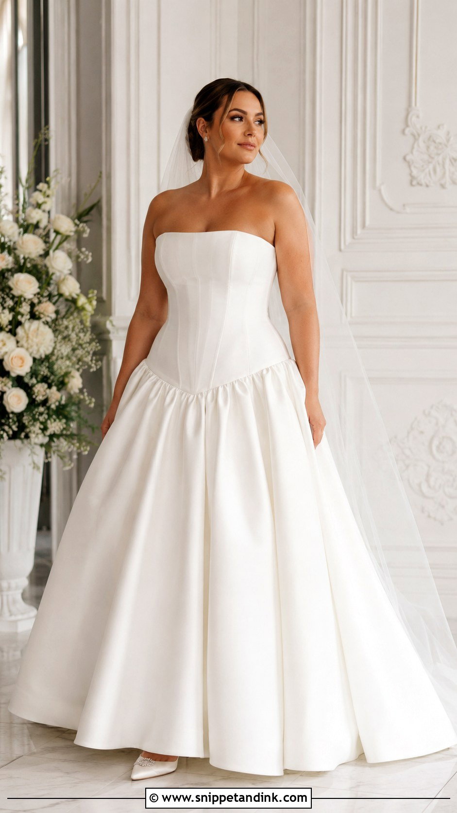 Drop Waist Wedding Dress With Full Skirt - Snippet and Ink - 30 Midsize Wedding Dress Ideas
