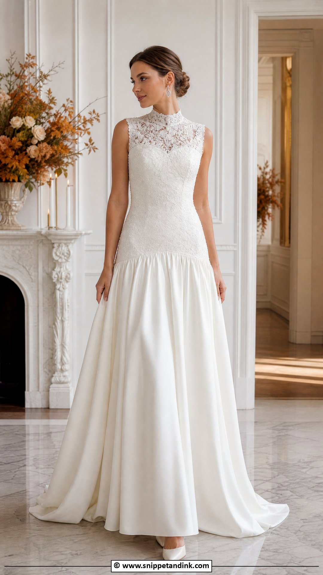 Drop Waist Wedding Dress With High Neck - Snippet and Ink - 35 Drop Waist Wedding Dress Ideas