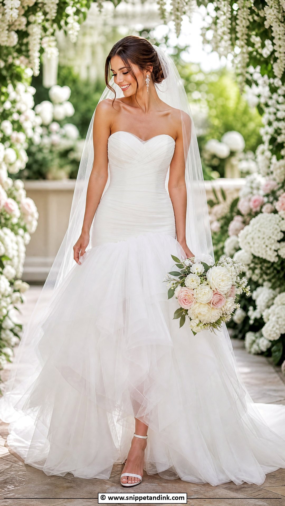 Drop Waist Wedding Dress With Layered Tulle Skirt - Snippet and Ink - 35 Drop Waist Wedding Dress Ideas