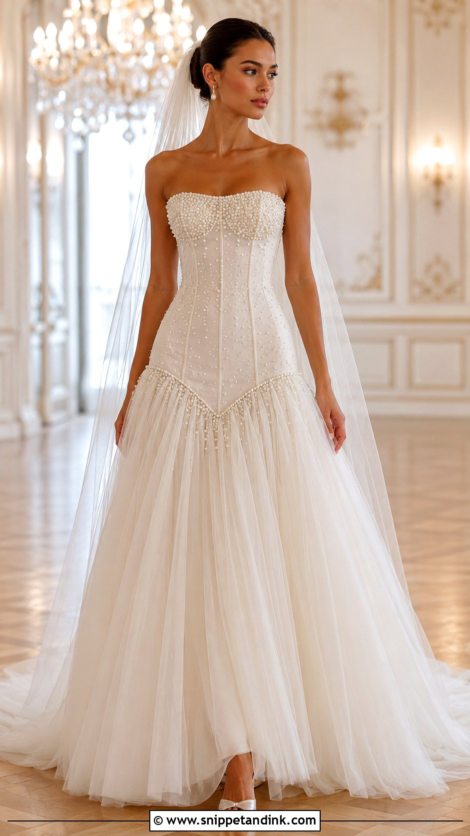 Drop Waist Wedding Dress With Pearl Details - Snippet and Ink - 20 Drop Waste Wedding Dress Ideas