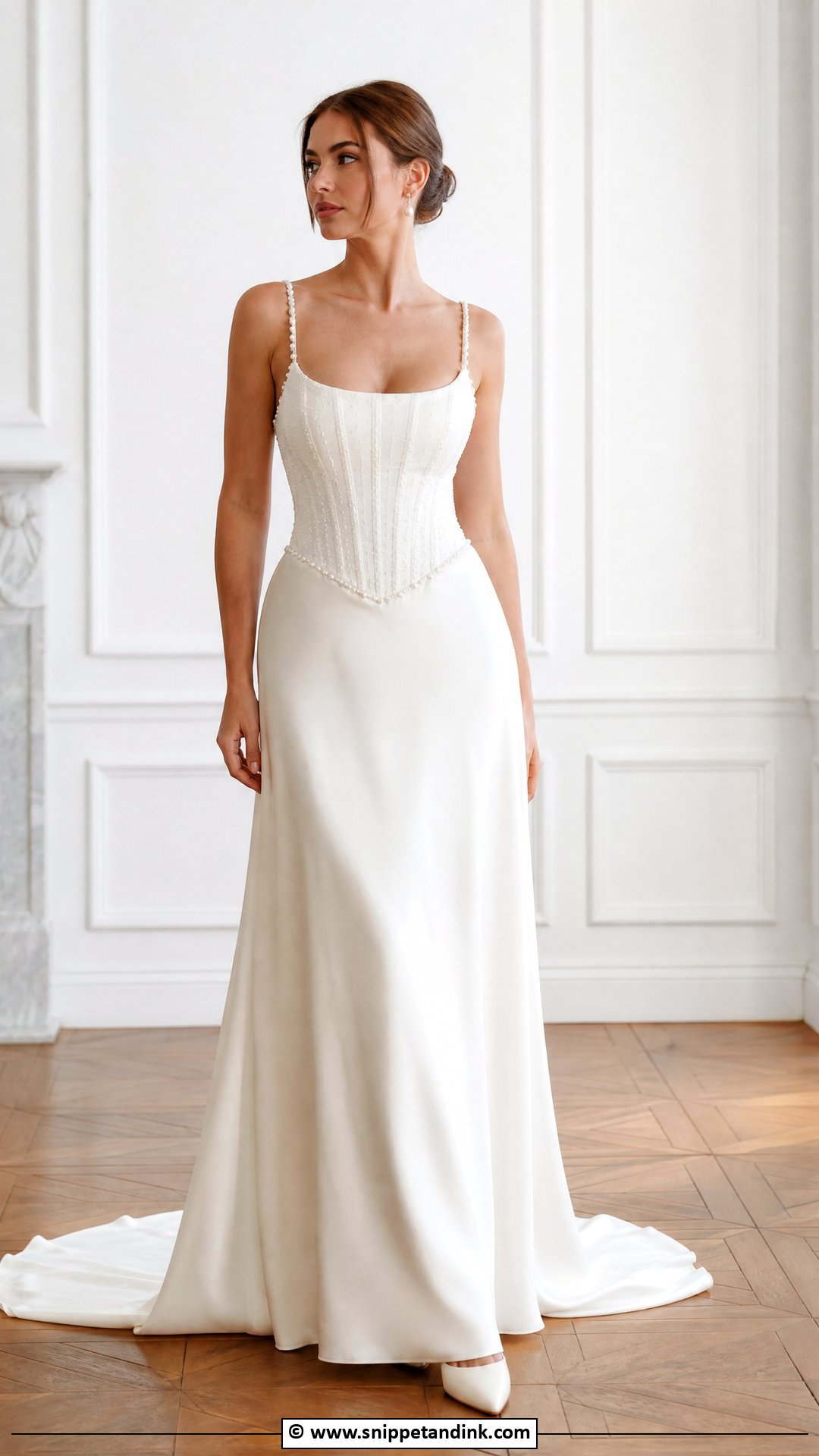 Drop Waist Wedding Dress With Pearl Details - Snippet and Ink - 35 Drop Waist Wedding Dress Ideas