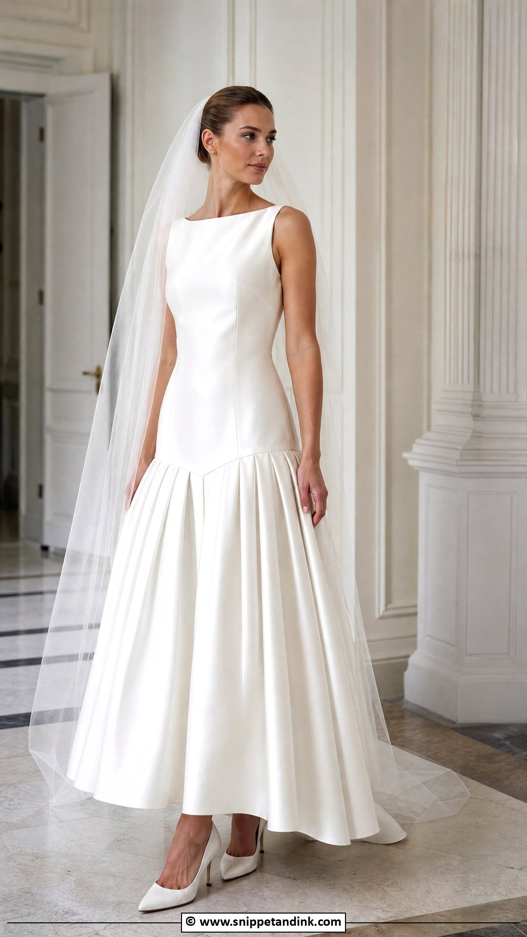 Drop Waist Wedding Dress With Pleated Skirt - Snippet and Ink - 35 Drop Waist Wedding Dress Ideas