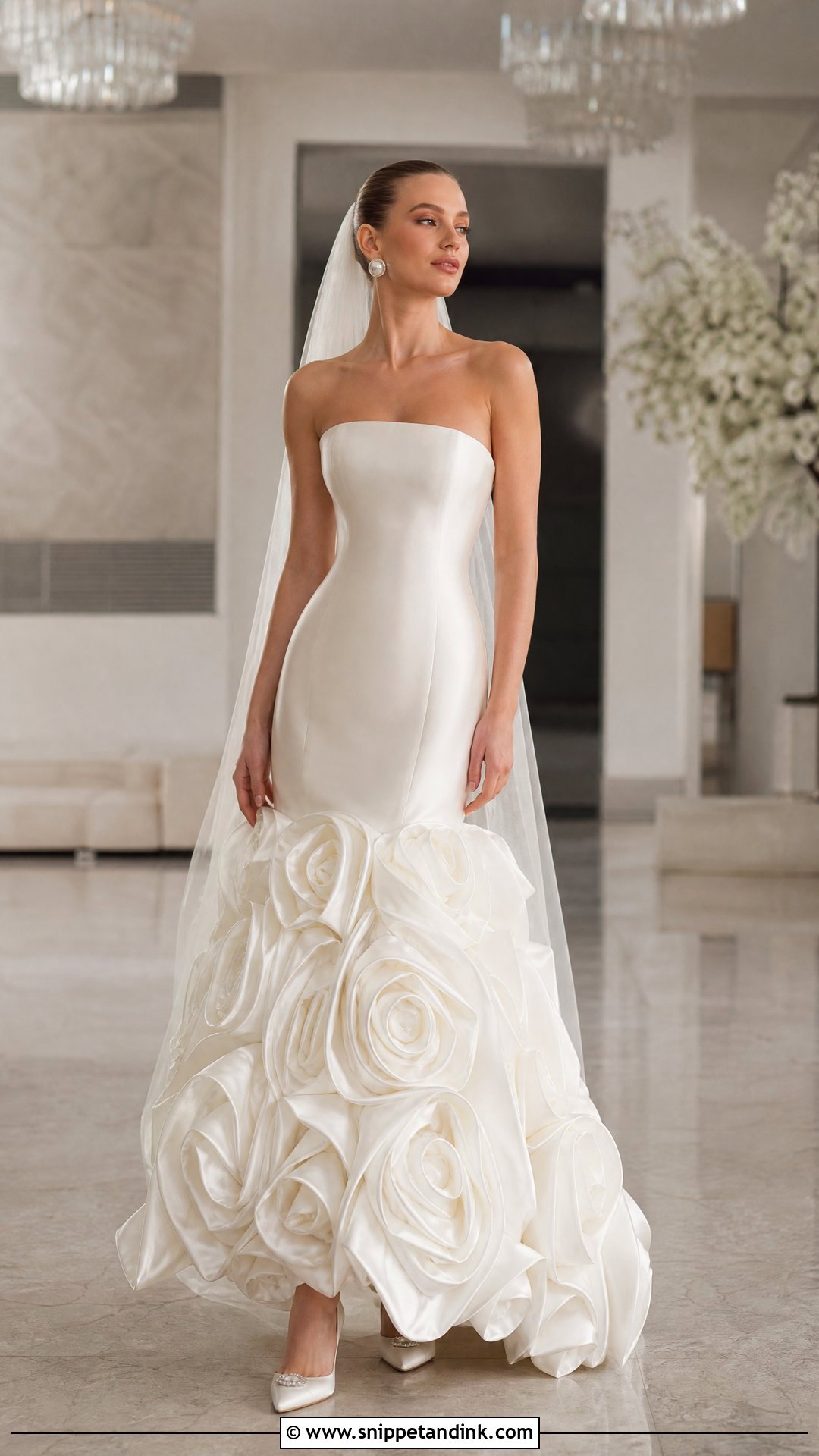Drop Waist Wedding Dress With Rose Skirt - Snippet and Ink - 20 Wedding Dress with Roses Ideas