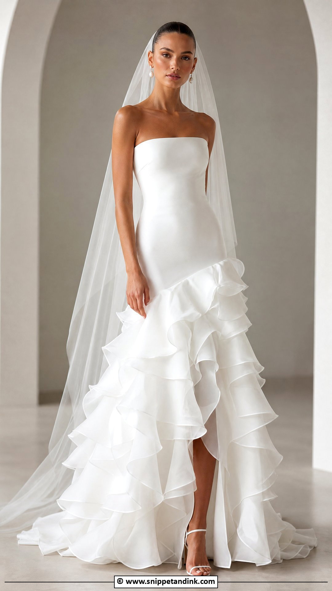 Drop Waist Wedding Dress With Ruffle Skirt - Snippet and Ink - 35 Drop Waist Wedding Dress Ideas