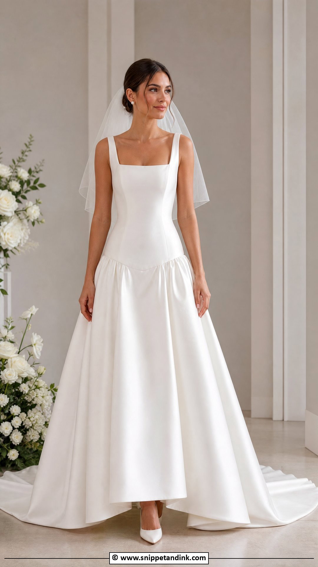 Drop Waist Wedding Dress With Square Neckline - Snippet and Ink - 35 Drop Waist Wedding Dress Ideas