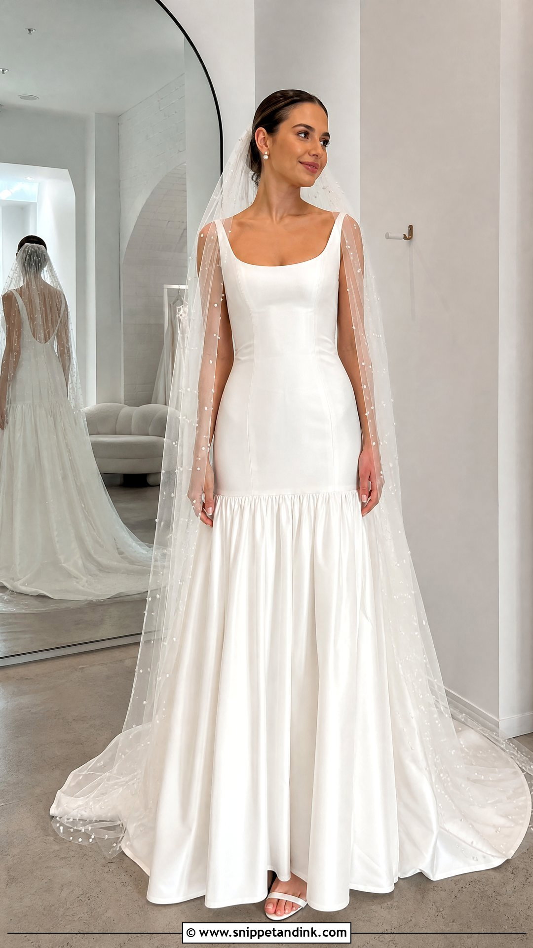 Drop Waist Wedding Dress With Statement Veil - Snippet and Ink - 20 Trying on Wedding Dresses
