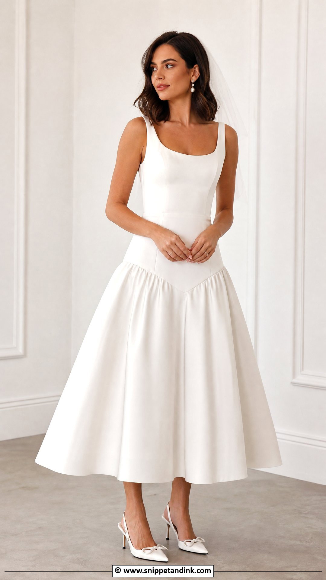 Drop Waist Wedding Dress With Tea Length Skirt - Snippet and Ink - 35 Drop Waist Wedding Dress Ideas