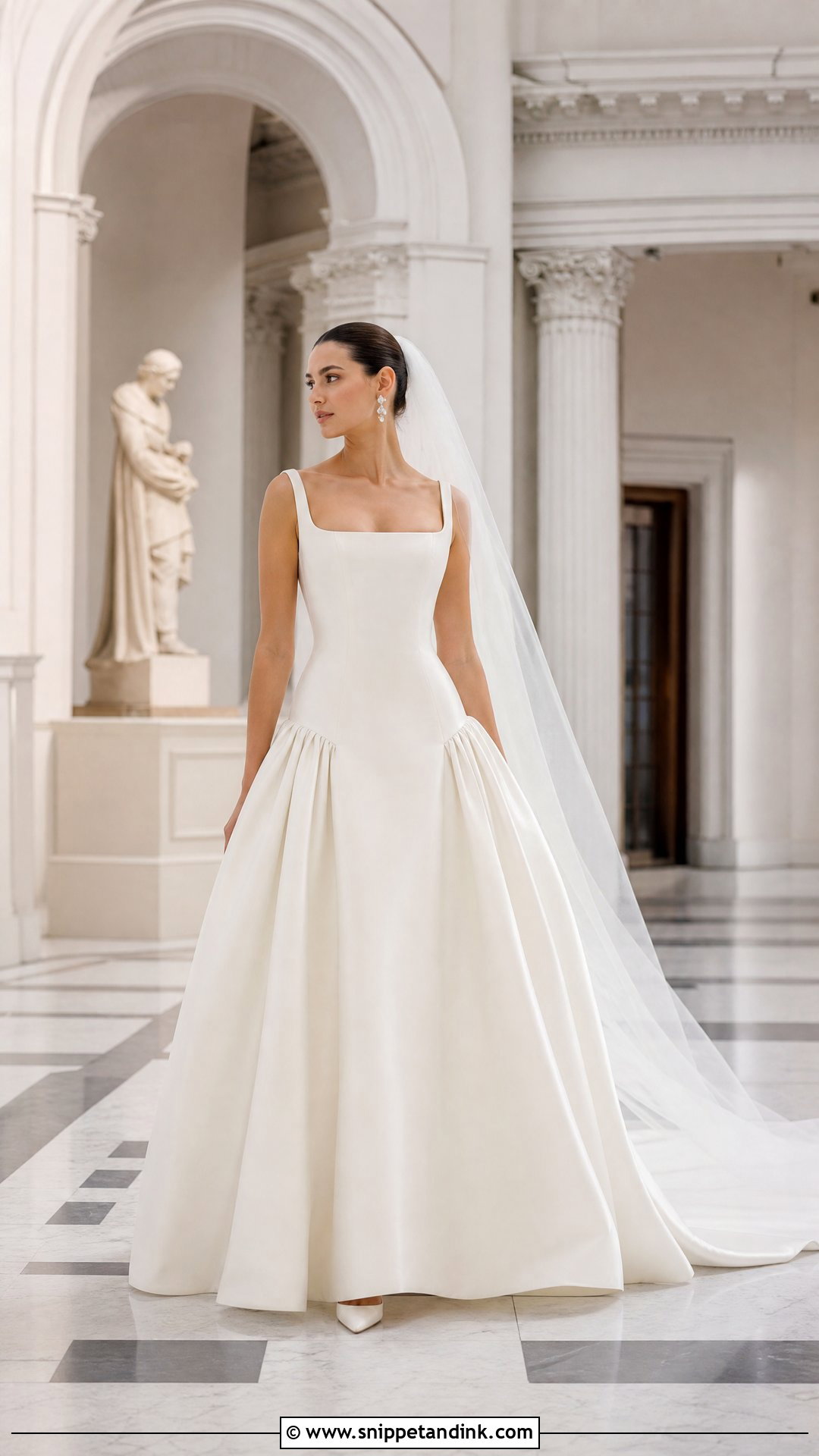 Drop Waist Wedding Gown With Cathedral Train - Snippet and Ink - 20 Traditional Wedding Gown Ideas