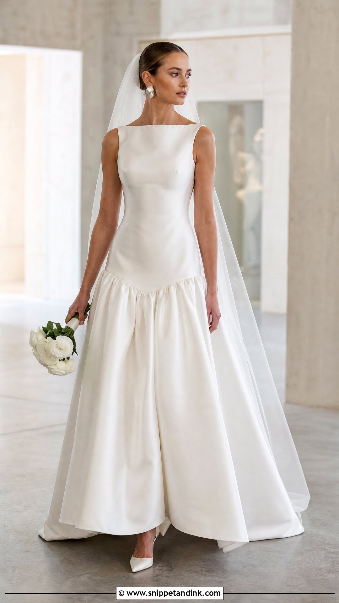 Drop Waist White Wedding Gown - Snippet and Ink - 20 White Wedding Frocks Gowns