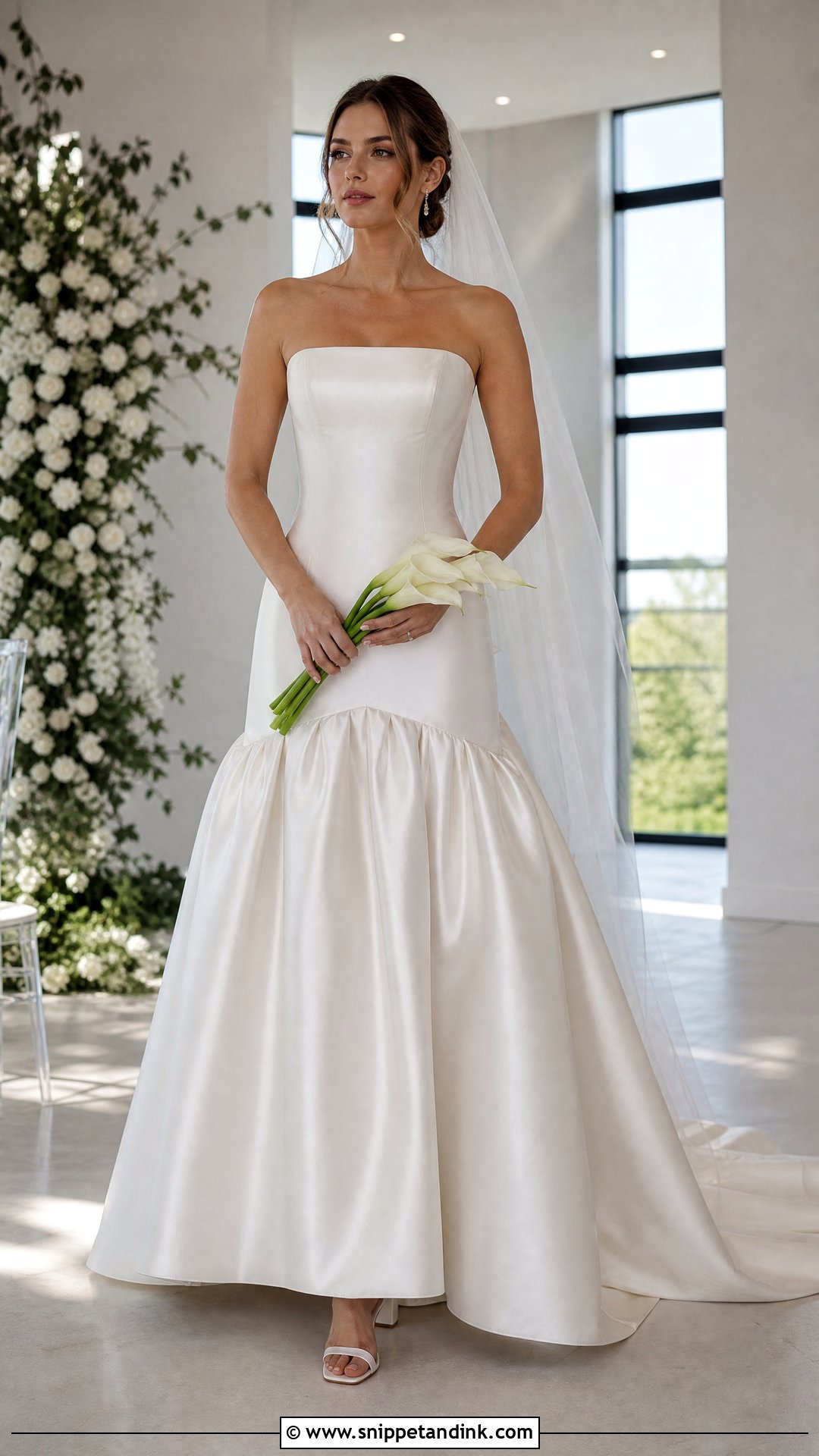 Dropped Waist Princess Satin Wedding Dress - Snippet and Ink - 20 Princess Satin Wedding Dresses